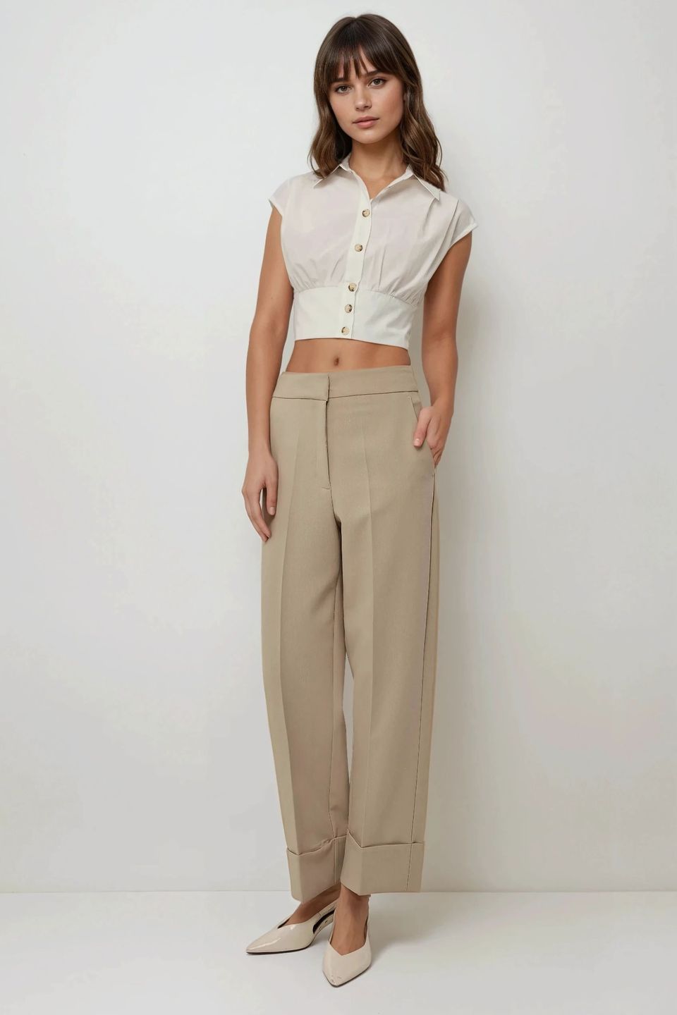 Exclusive Tailored Double Hem Carrot Pants