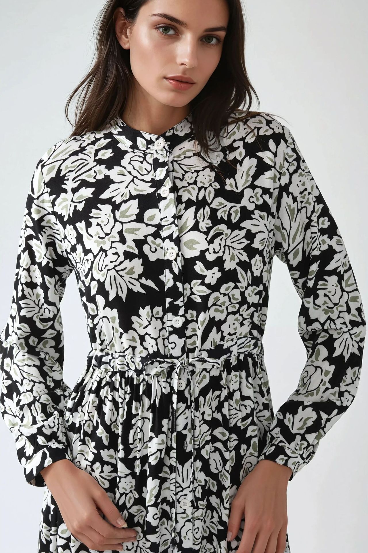 Printed Maxi Dress with Shirt Collar
