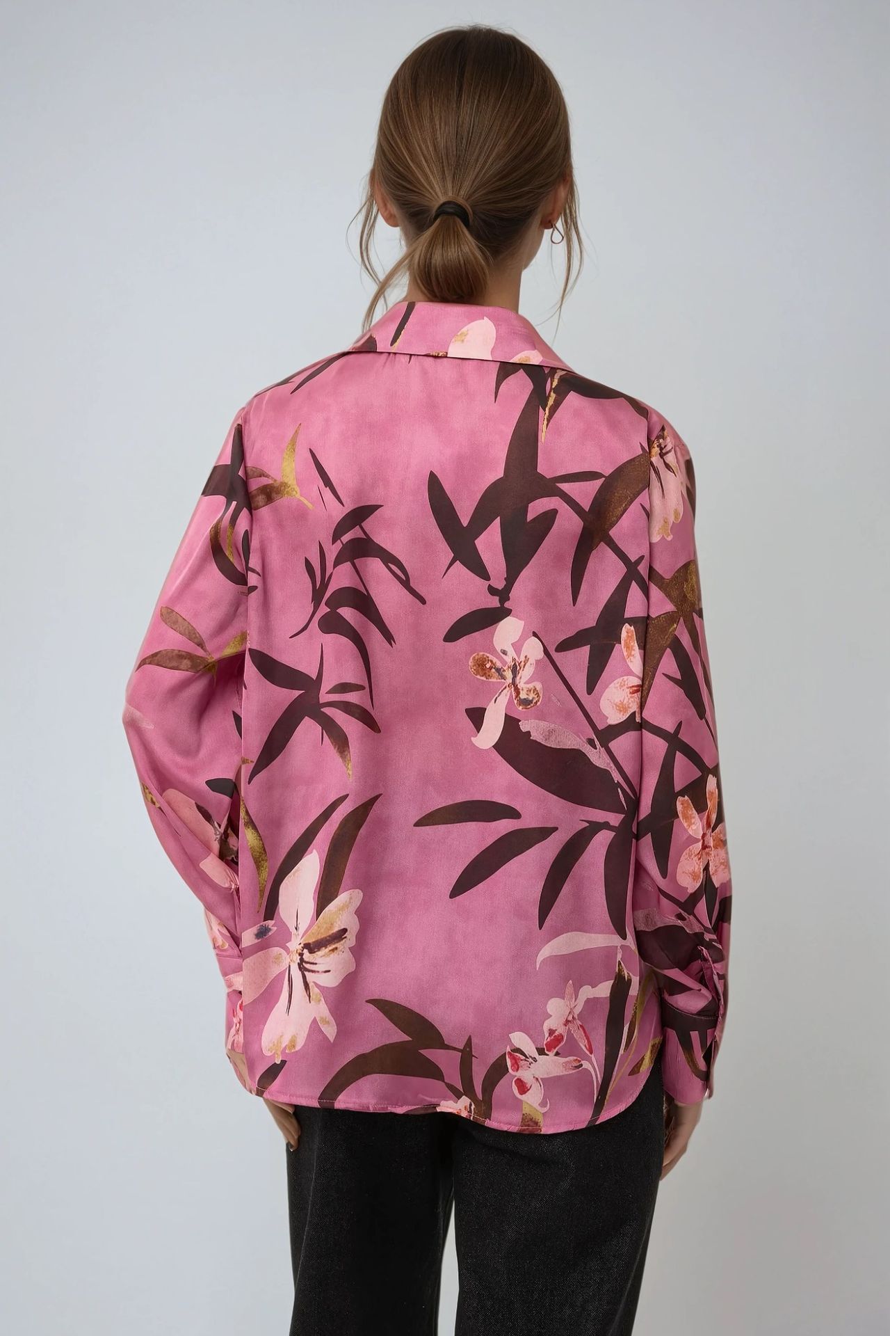 Satin Printed Long Sleeve Shirt