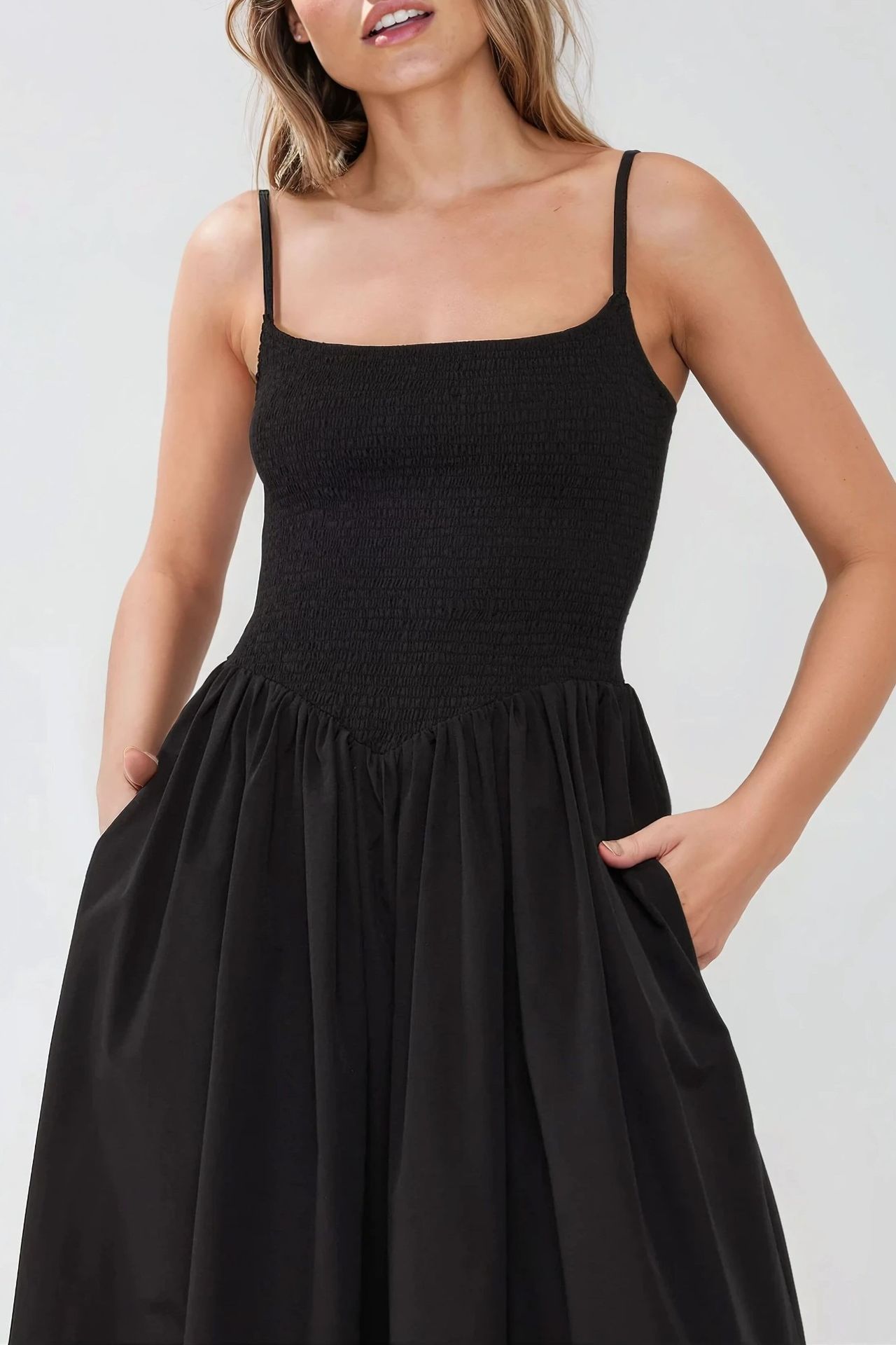 Square Collar A-Form Maxi Dress