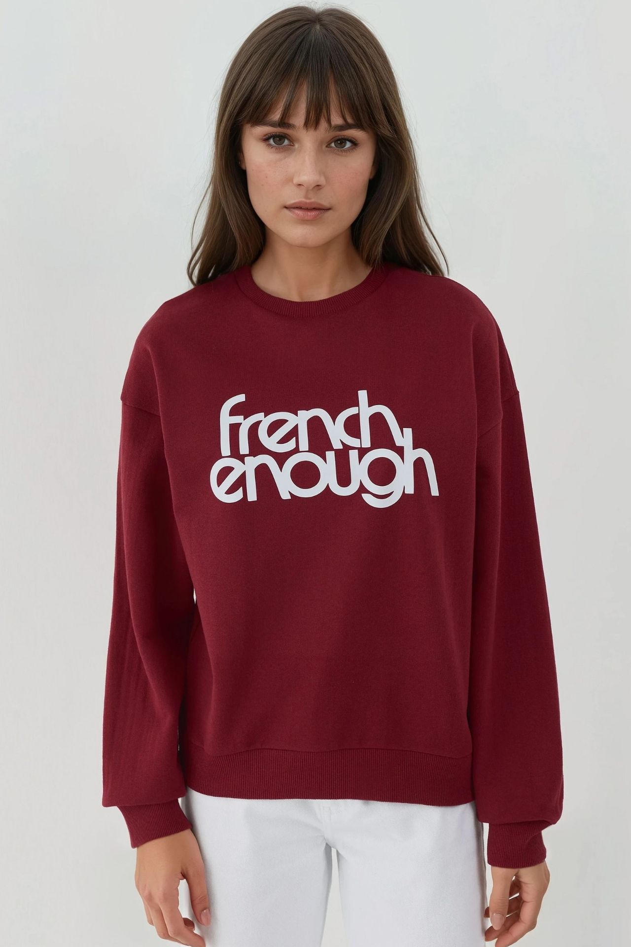 Printed Crew Neck Long Sleeve Raised Sweatshirt 6
