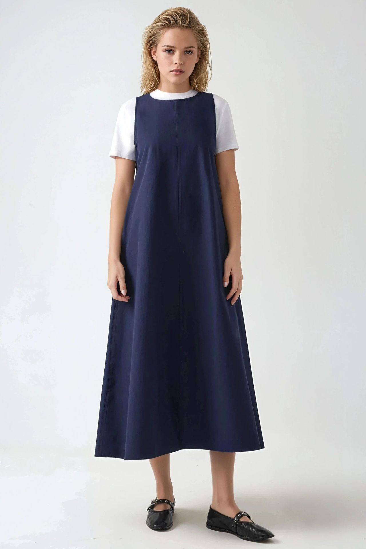 Crew Neck Sleeveless A-Form Maxi Dress