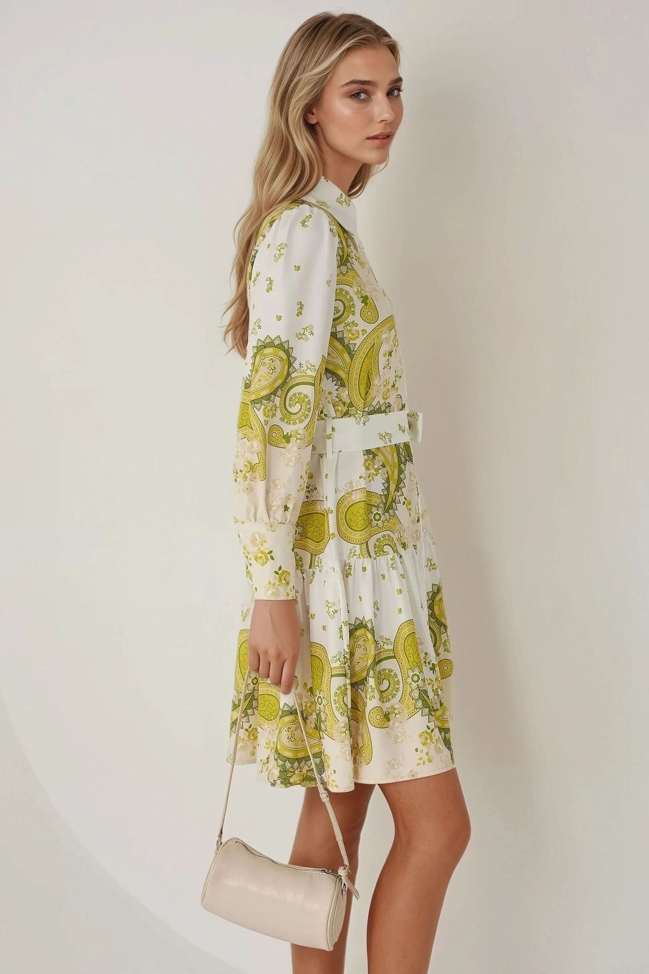 Printed Mini Dress with Belt