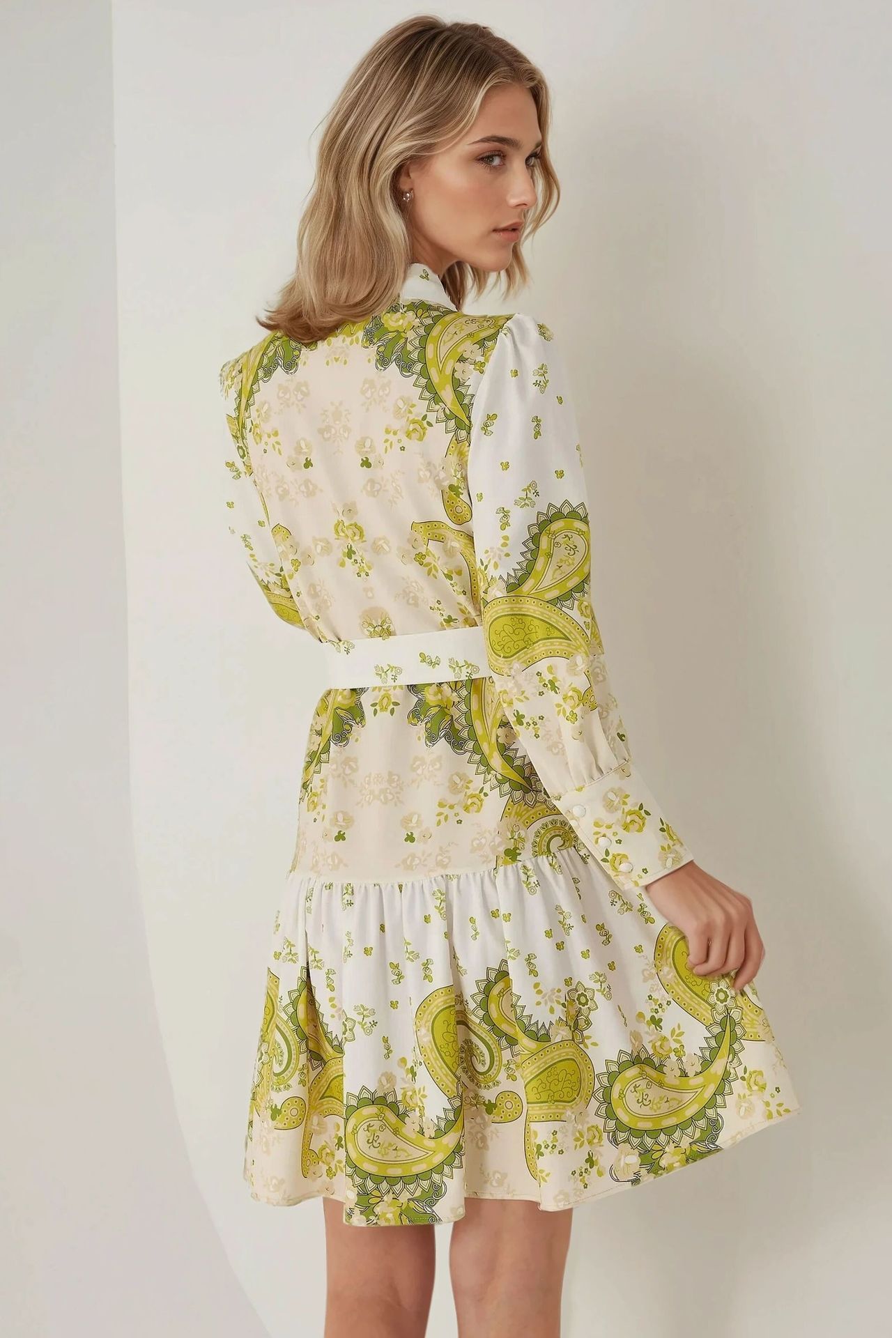 Printed Mini Dress with Belt