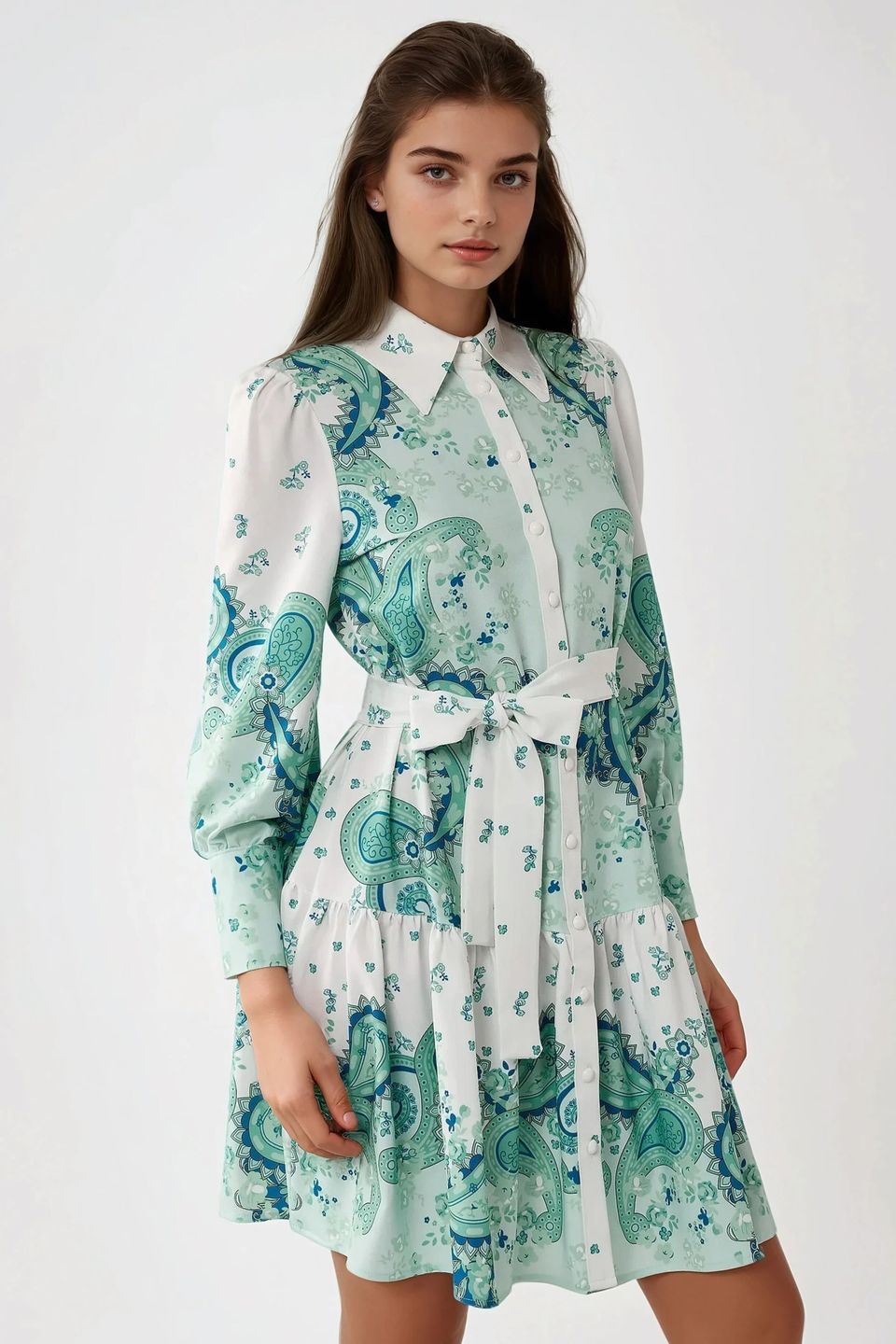 Printed Mini Dress with Belt