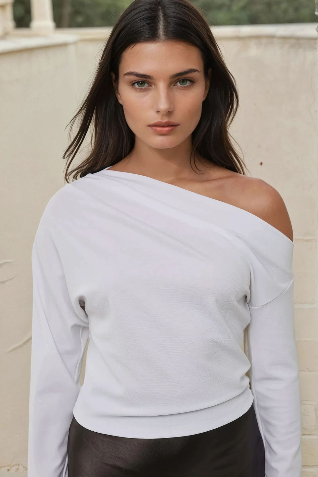 Asymmetrical Neck Draped Blouse