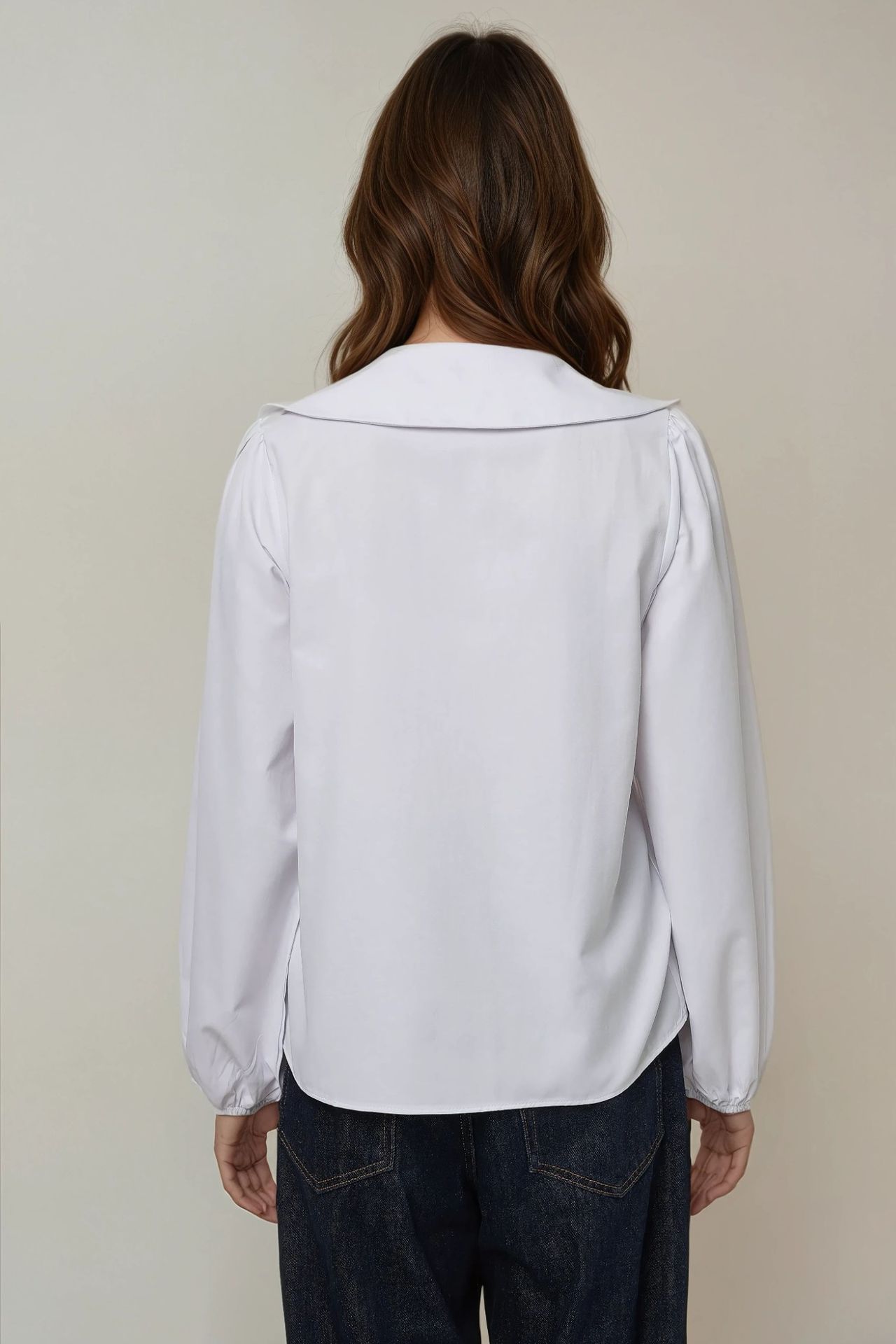 Basic Baby Collar Long Sleeve Shirt