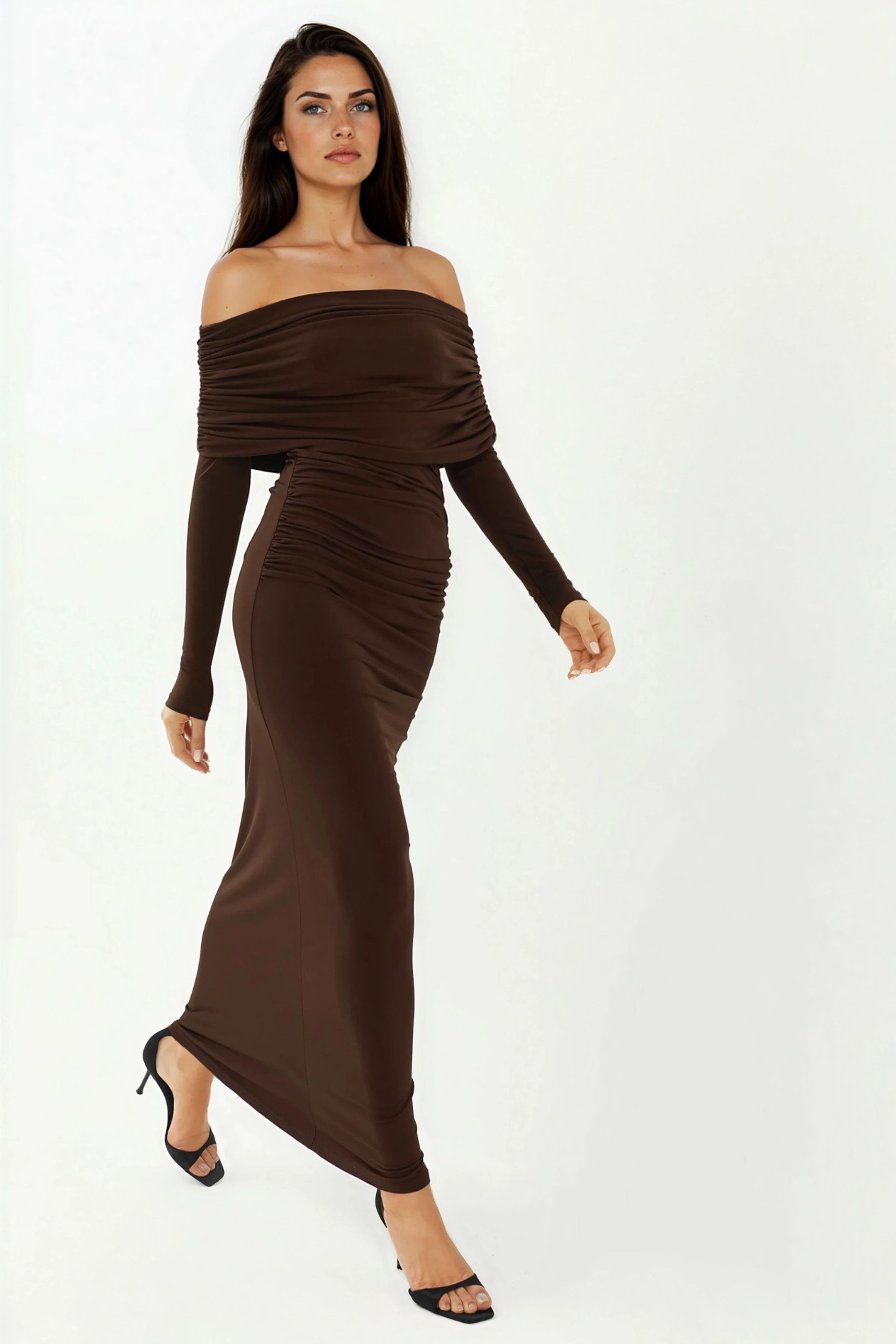 off shoulder bodycon maxi dress HiCCUP SIZE:Custom size making it a practical dec23 Black Unique Beaded Satin