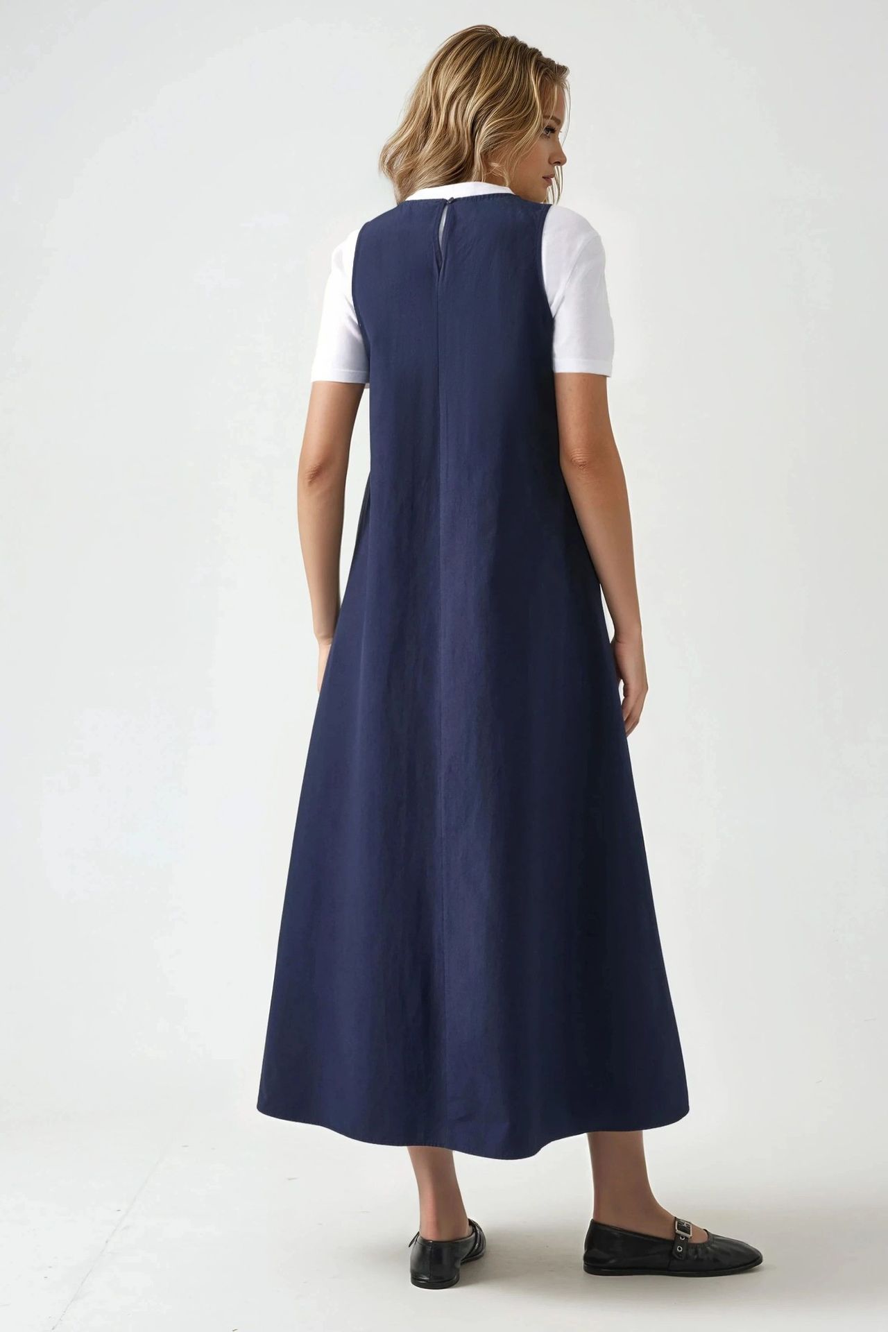 Crew Neck Sleeveless A-Form Maxi Dress