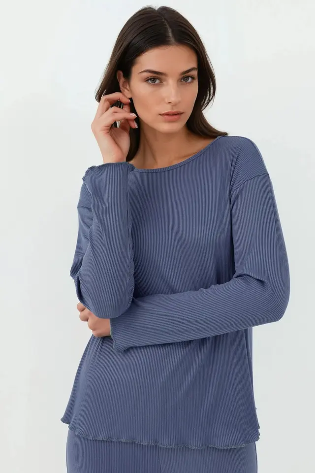 High Waist Long Sleeve Pajama Set