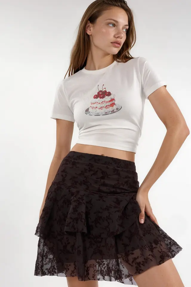 High Waist Floral A-Line Mini Skirt