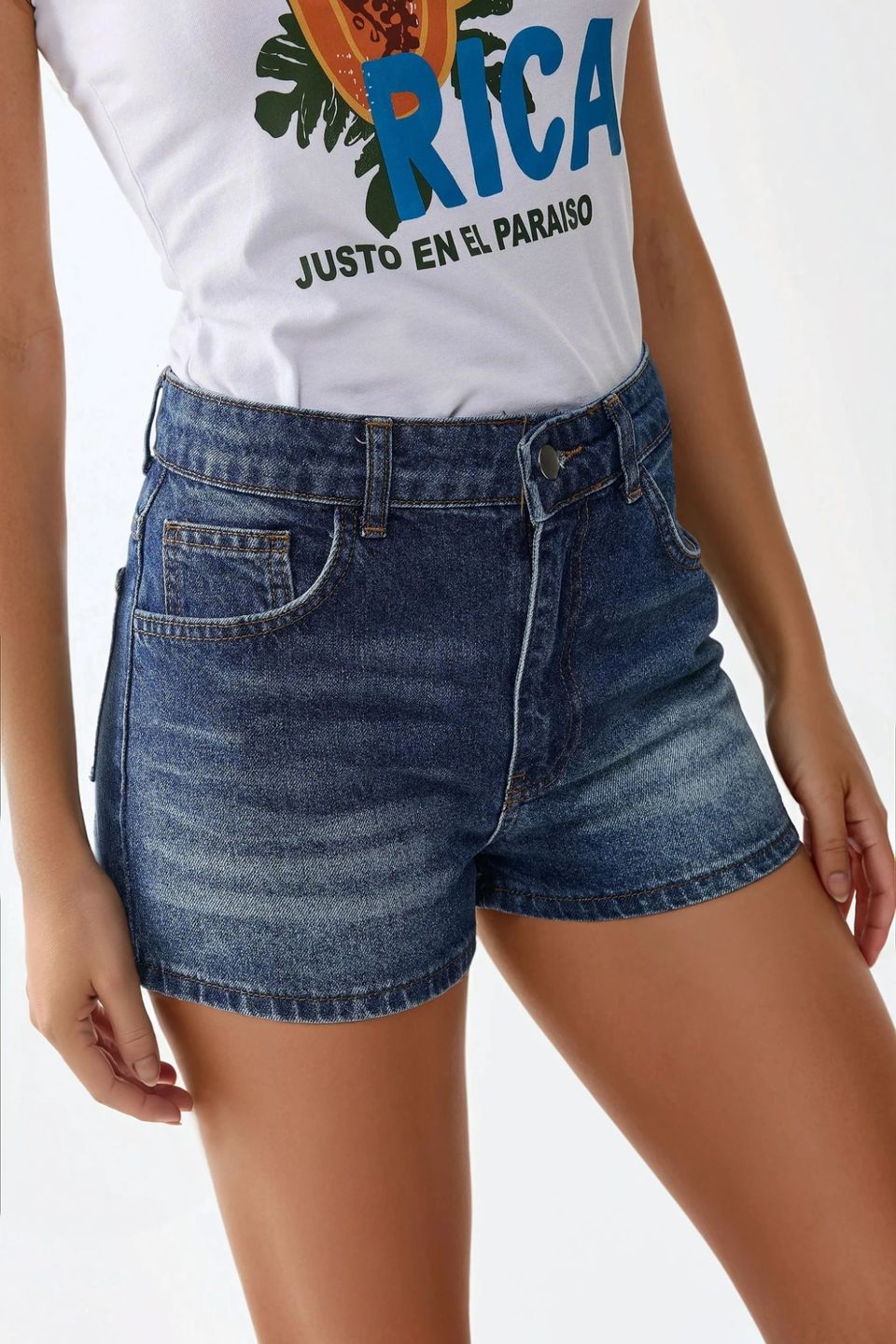 High Waist Destroyed Denim Shorts
