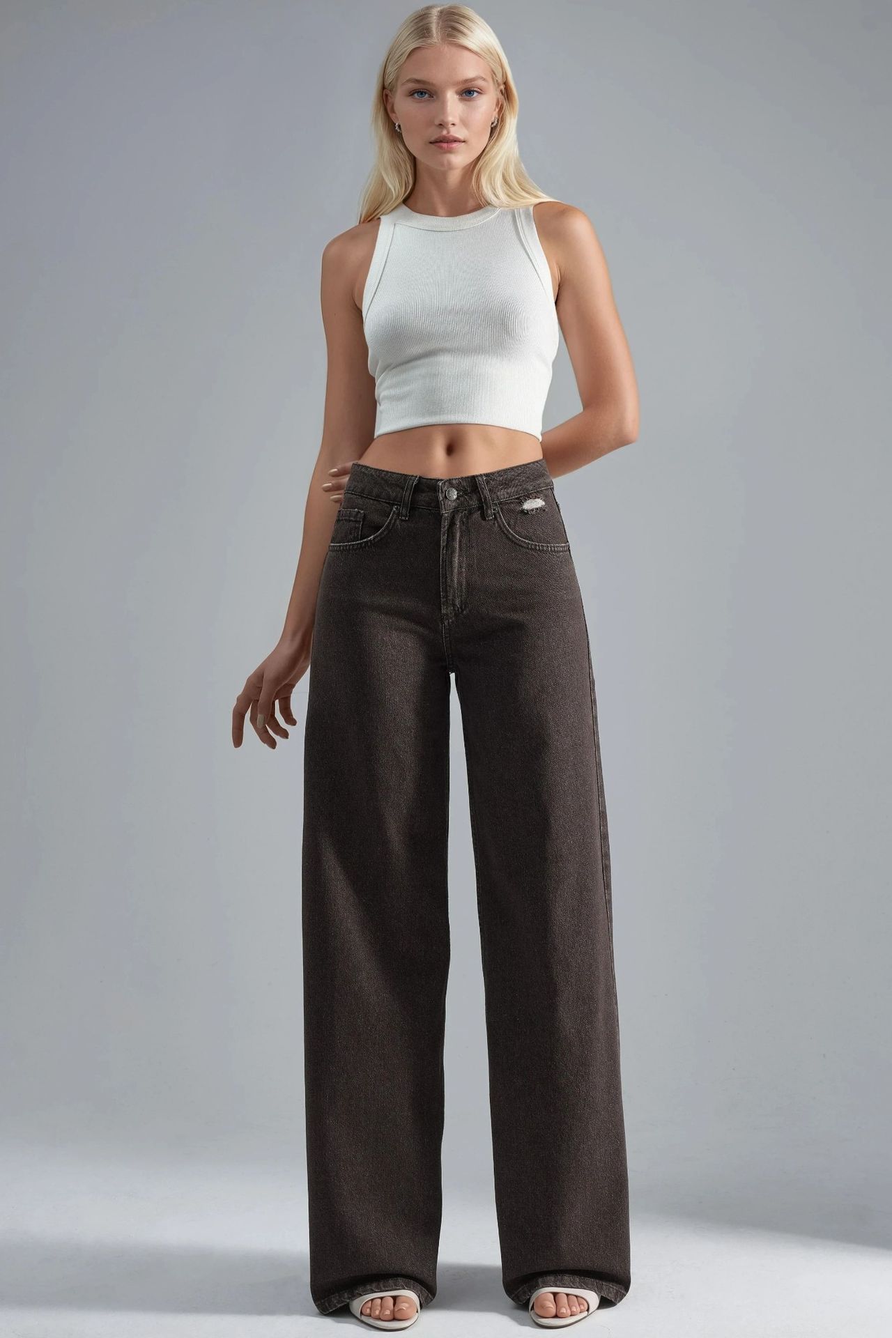 90's High Waist Wide Leg Denim Jeans 8