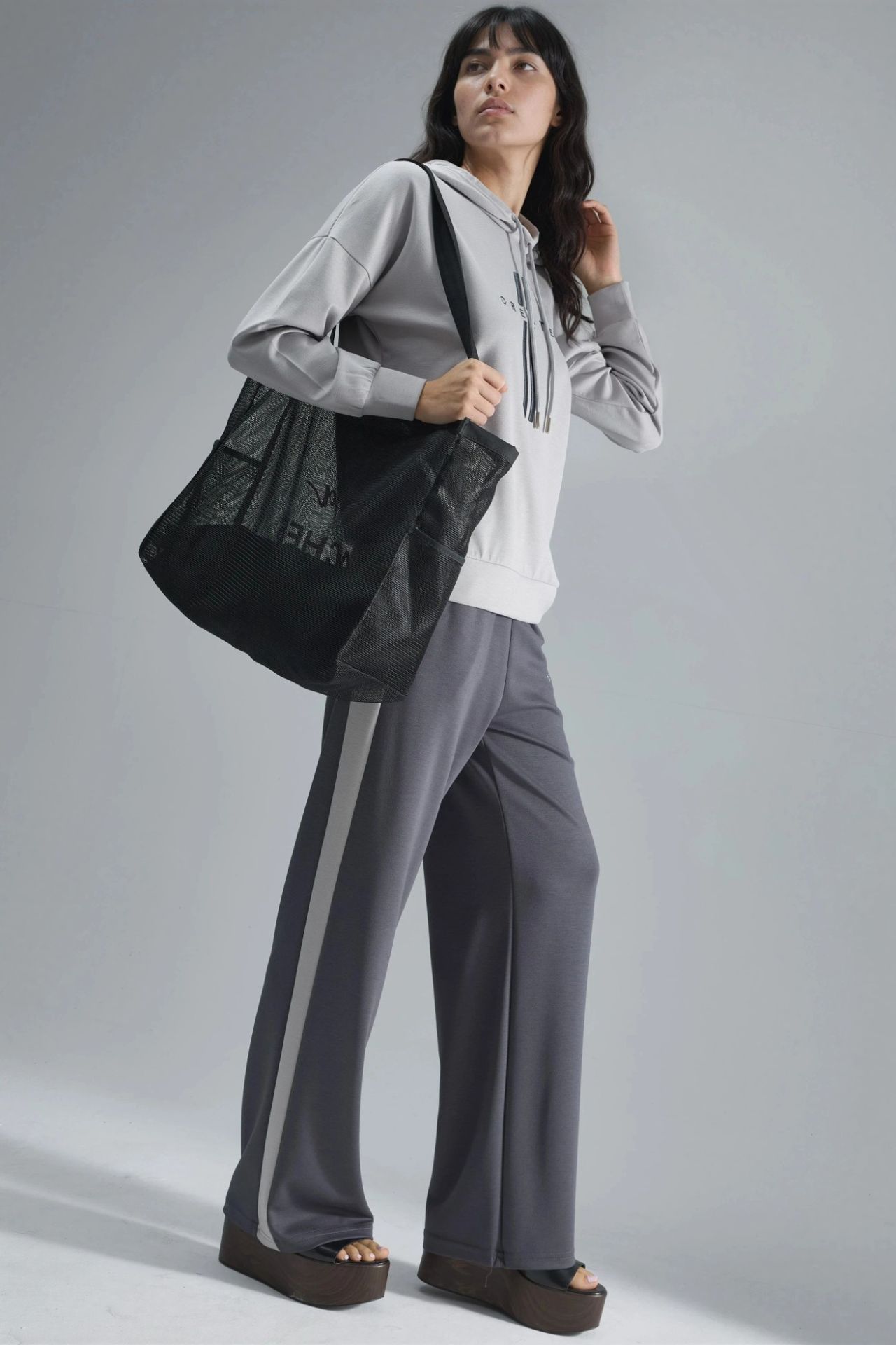 Modal Touch Hooded Sweatshirt & Stripe Detailed Pants Set Bersan Collection