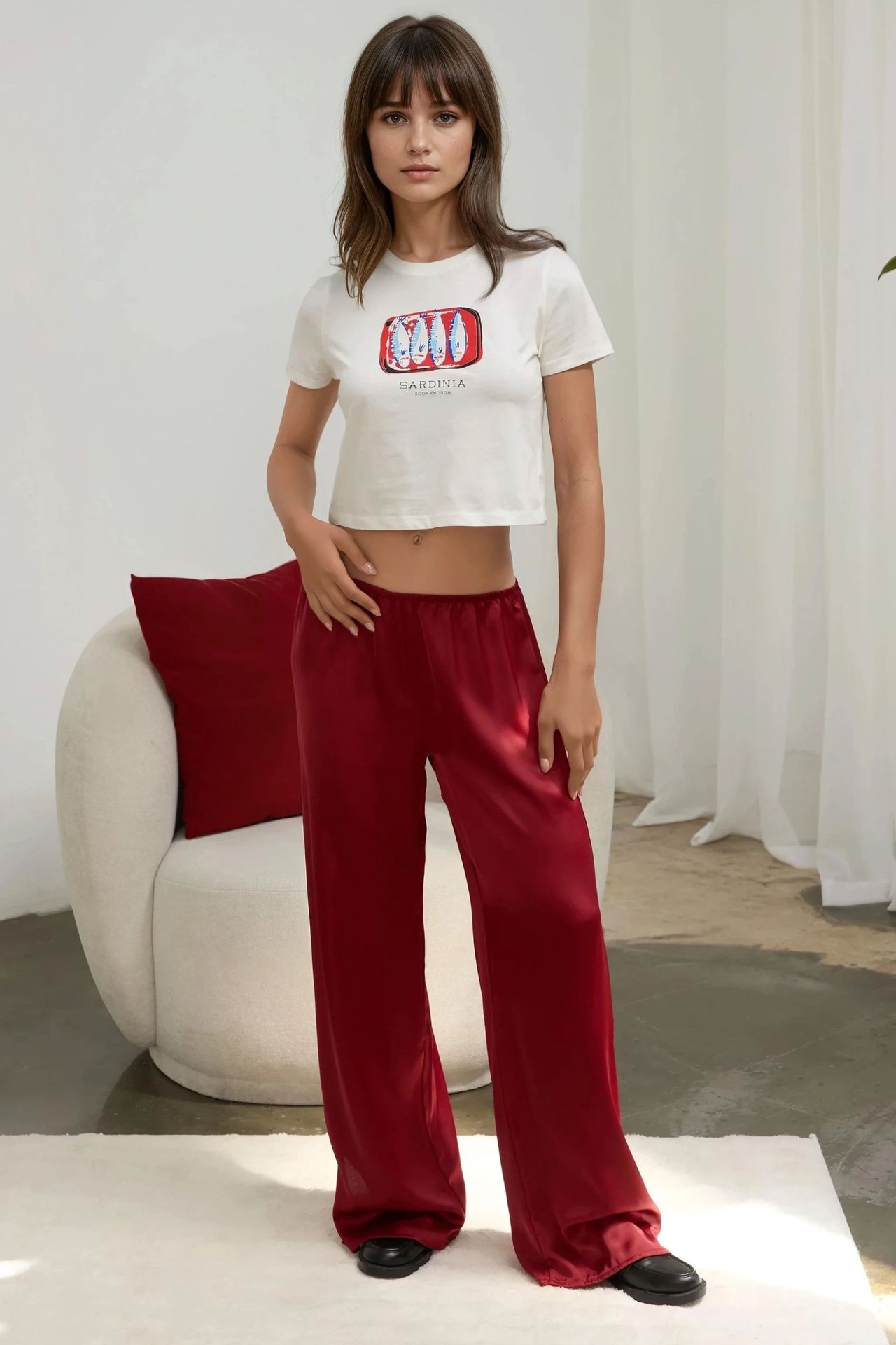 Printed Regular Fit Crew Neck 100% Cotton Crop T-shirt 5