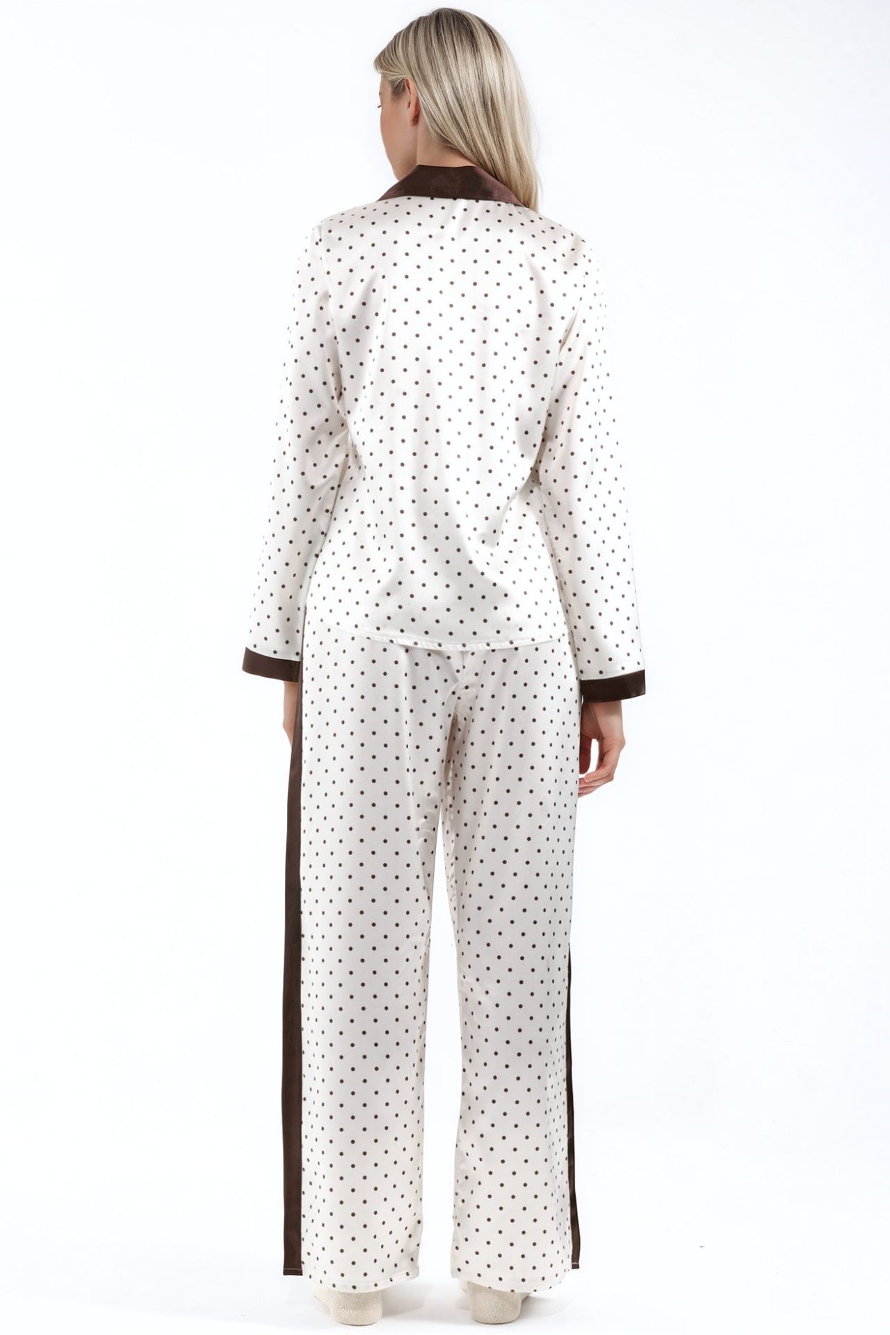 Polka Dot Satin Woven Pajama Set 2