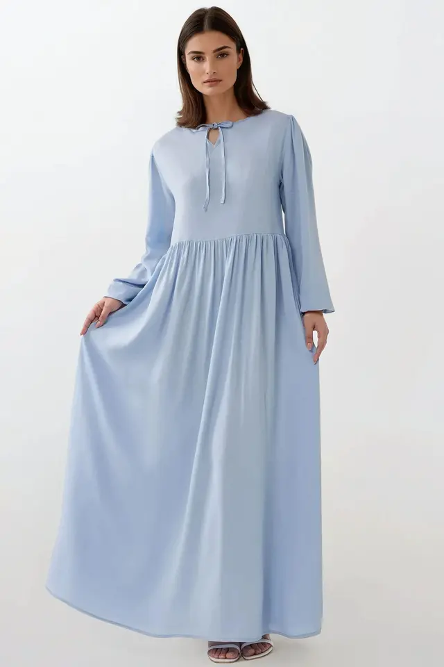 Maxi Dress with A-Form Fit and Crew Neck