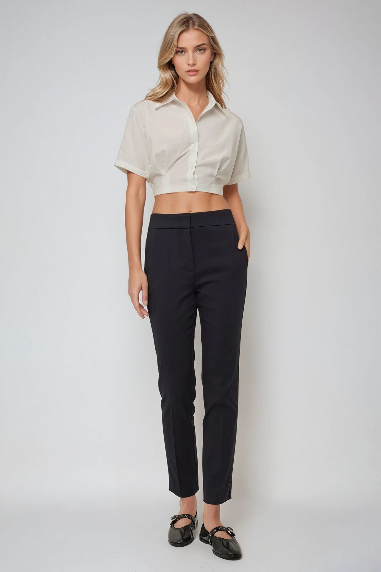 Exclusive Tailored High Waist Cigarette Suit Pants