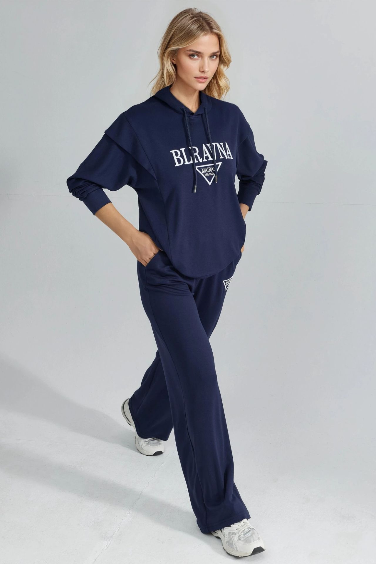 Modal Touch Embroidered Hooded Two-Piece Set Bersan Collection 3
