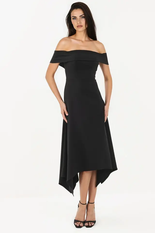 Off Shoulder A Line Midi Dress
