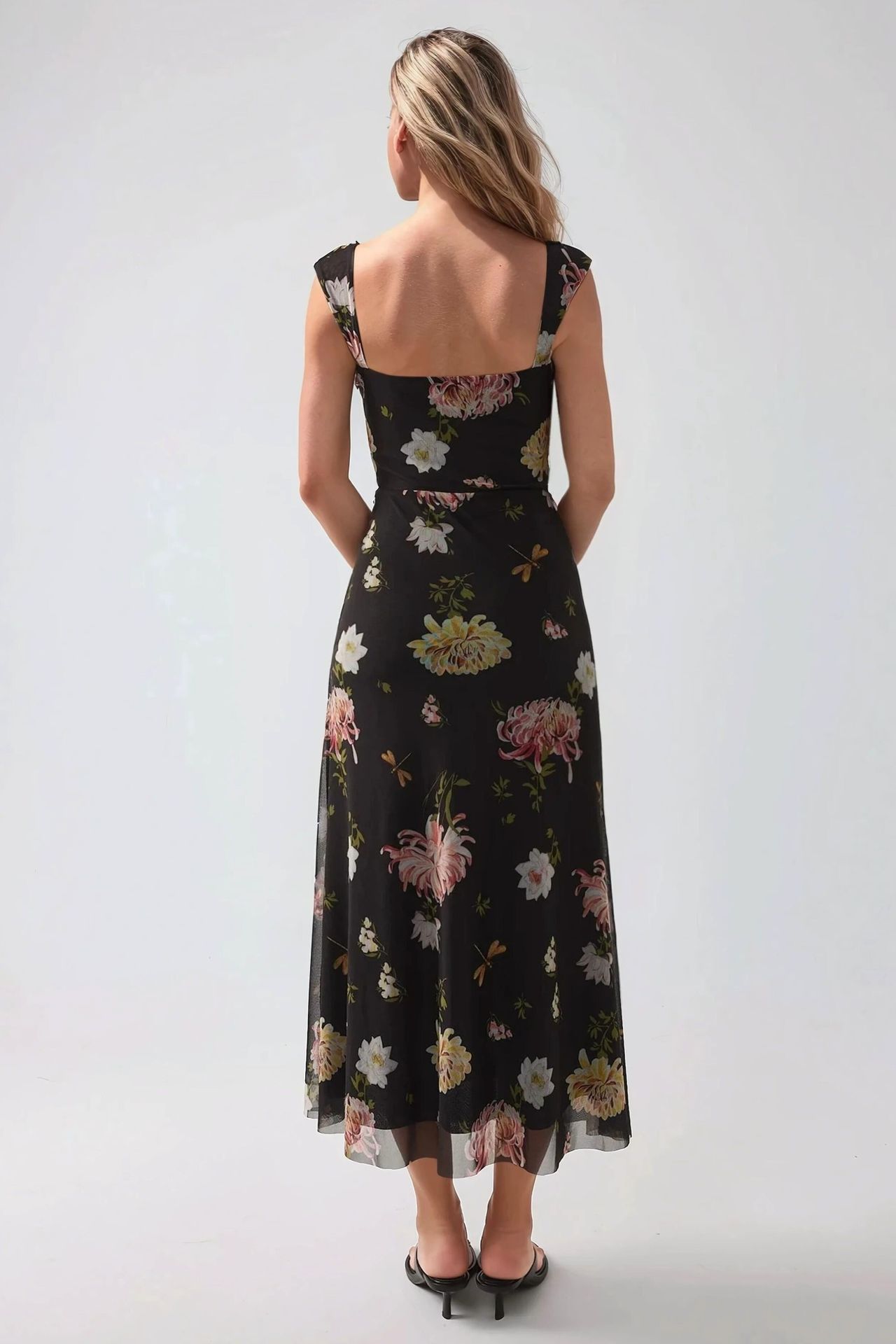Patterned Maxi Dress with Heart Collar