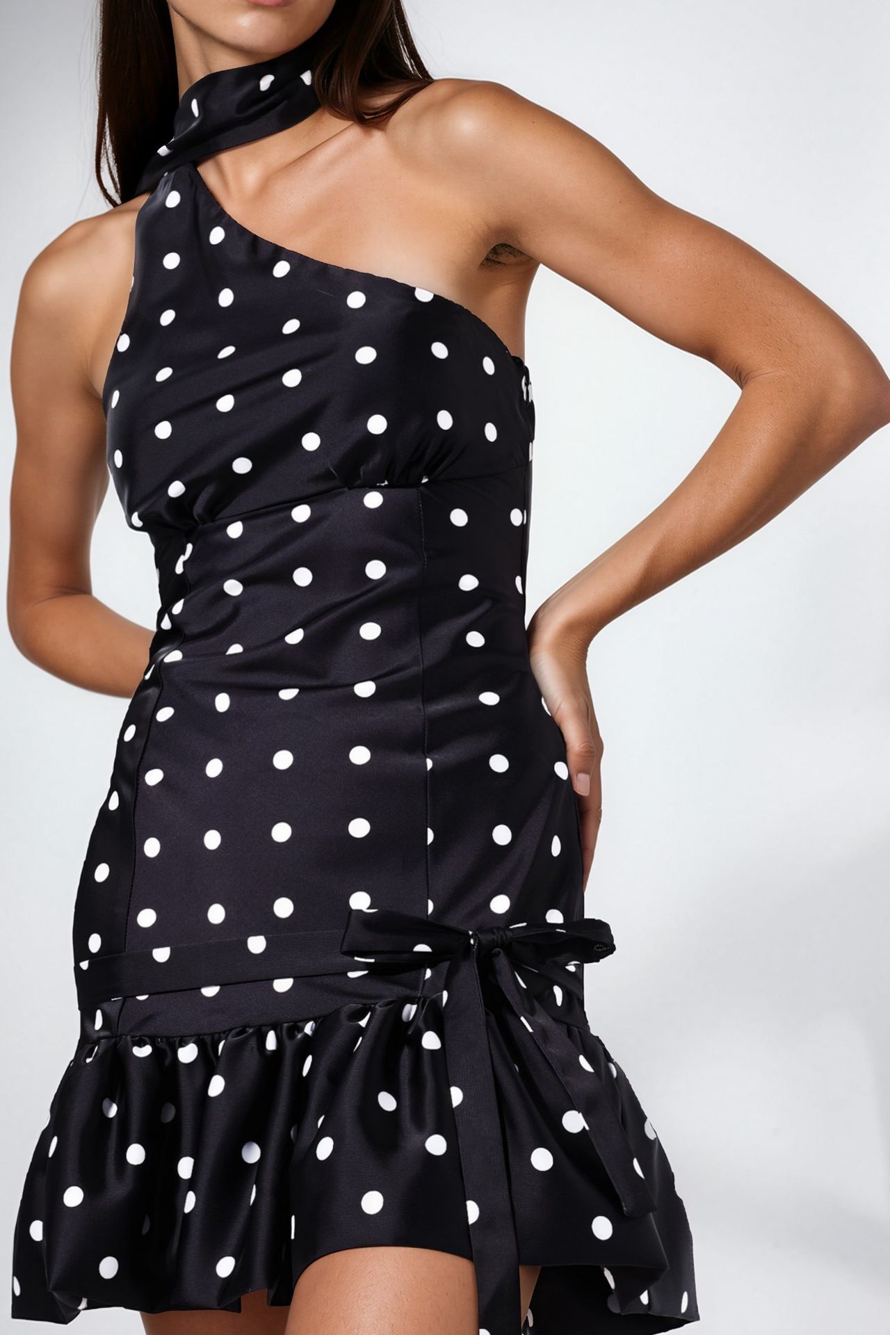 Scarf Detail Satin Mini Dress 5