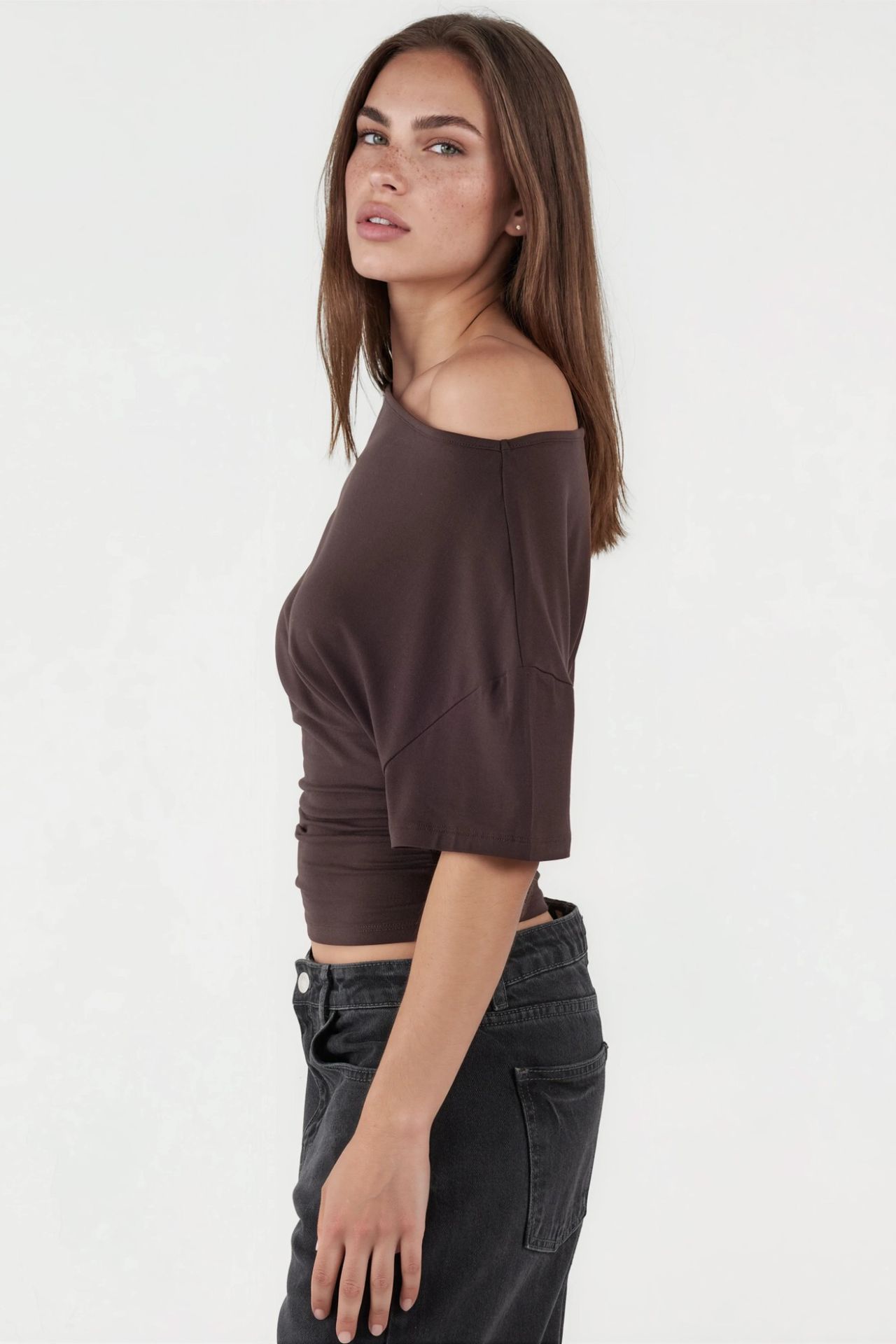 Asymmetrical Neck Soft Viscose Knit Top 4