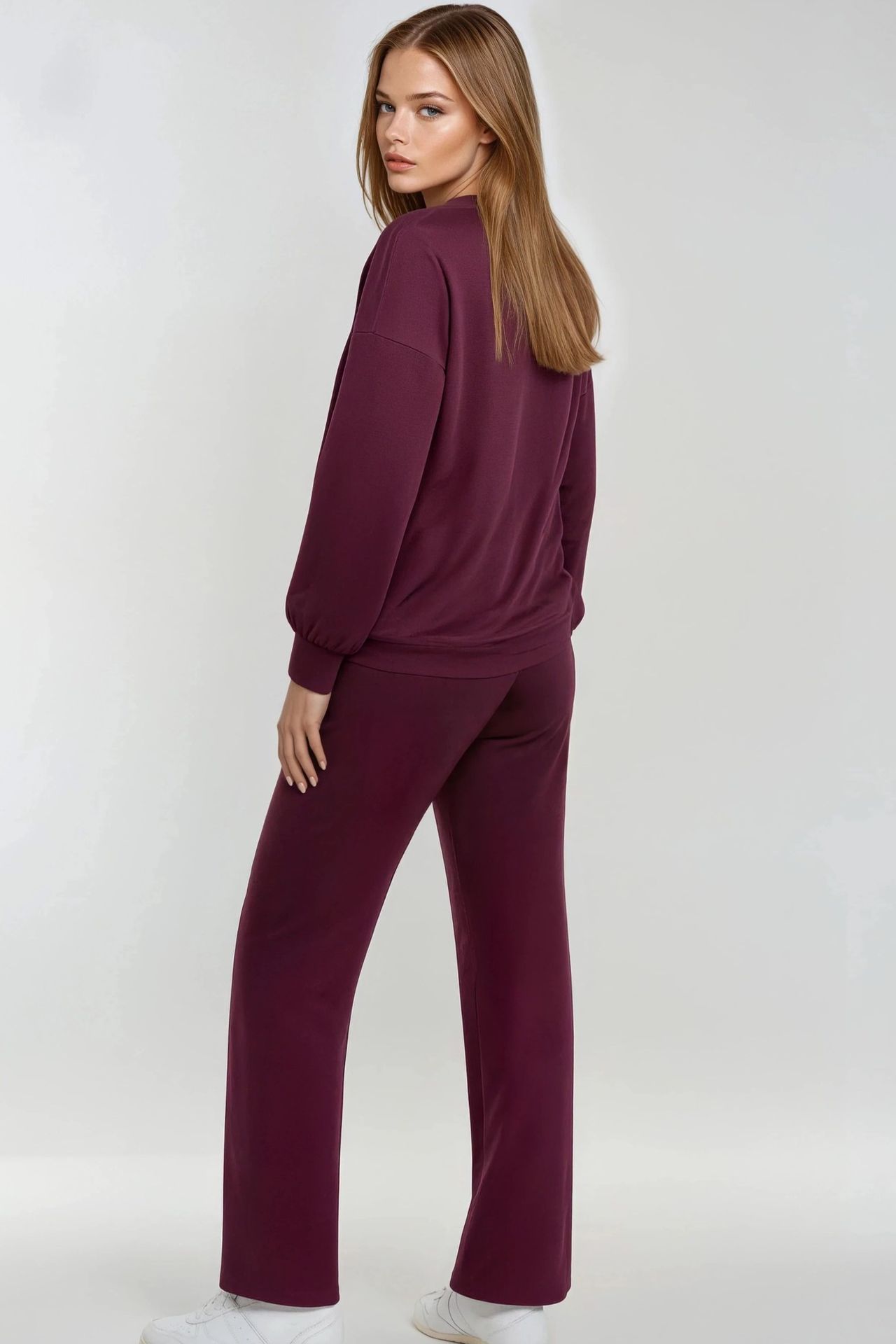 Embroidered Crew Neck Sweatshirt & Straight Leg Pants Two-Piece Set Bersan Collection 3