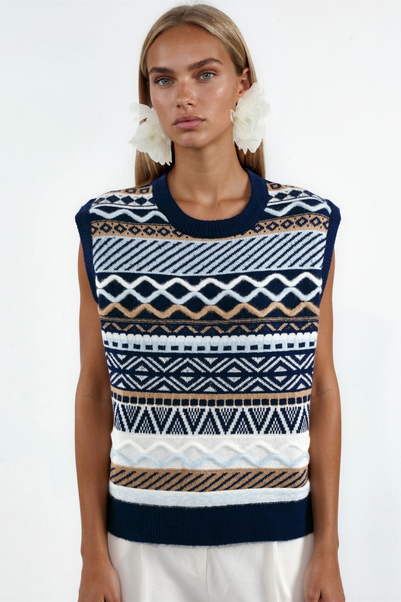 Geometric Knit Sweater Vest 5