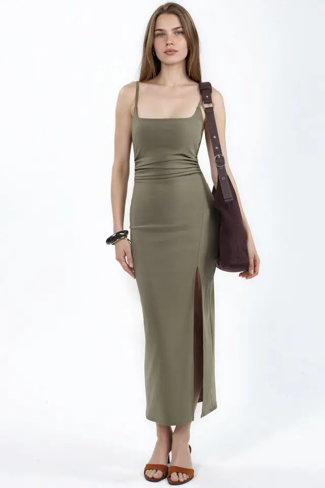 Square Neck Bengalin Midi Dress