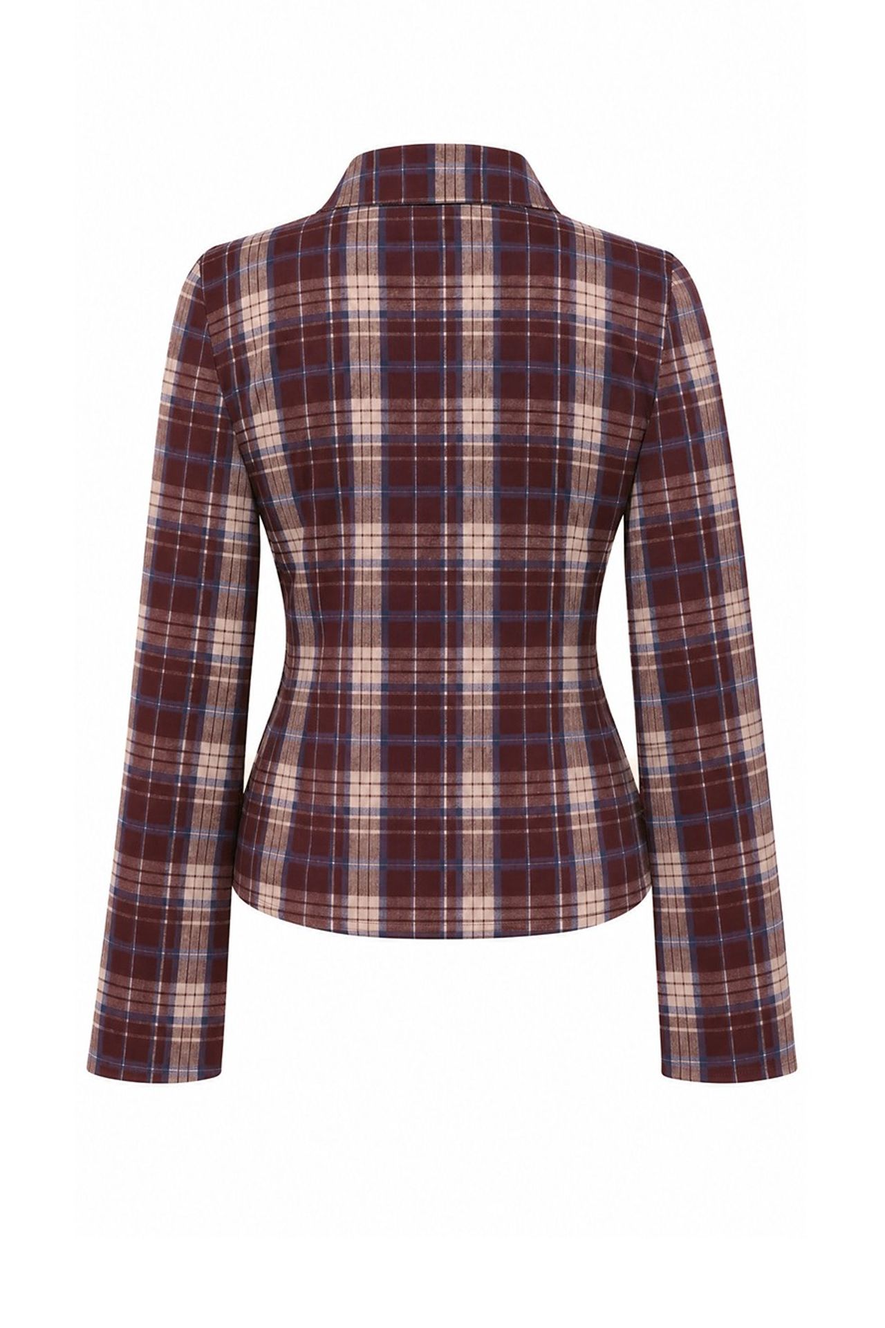 Plaid Fitted Shirt with Hook-and-Eye Detail 8