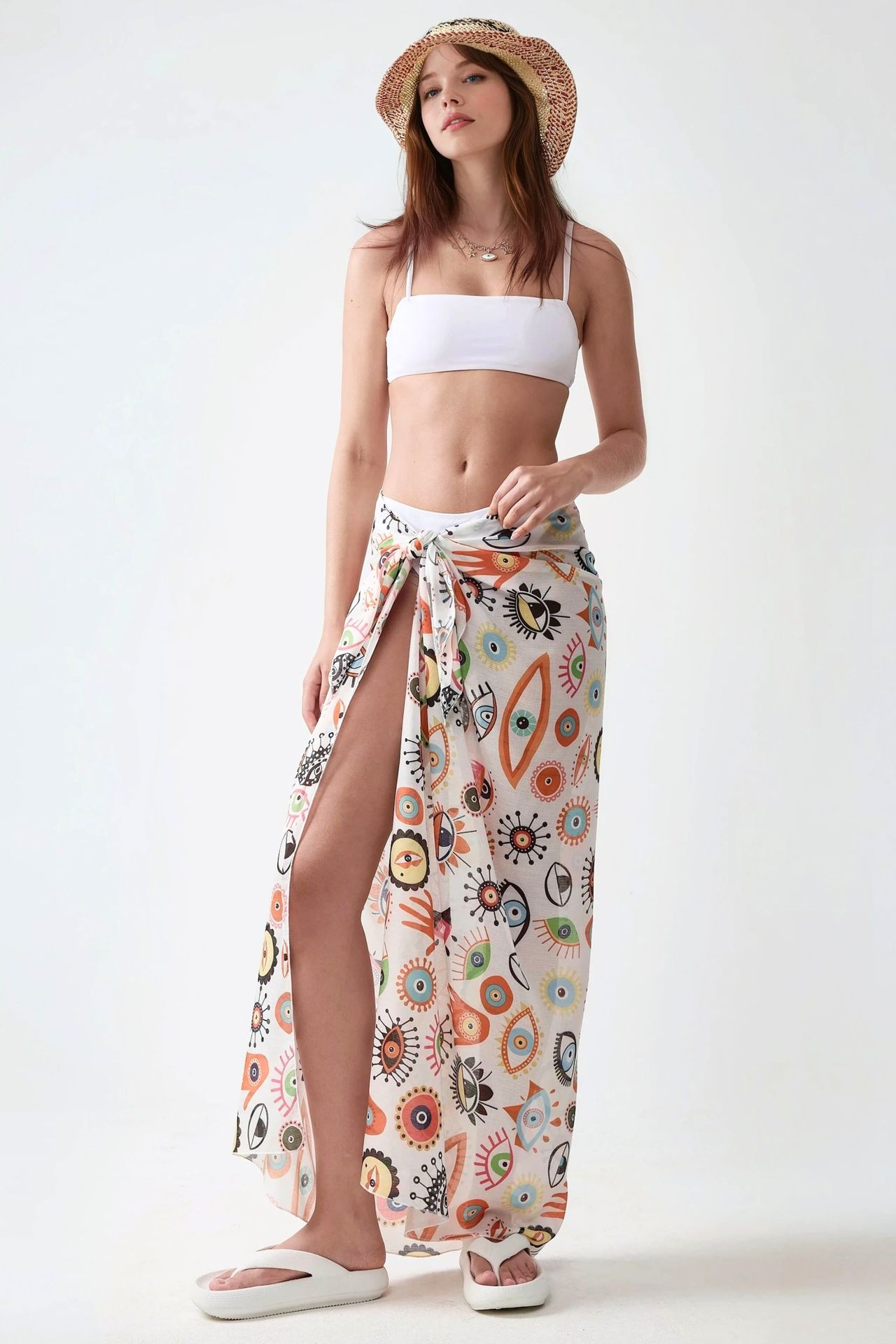 Long Printed Beach Cover-Up