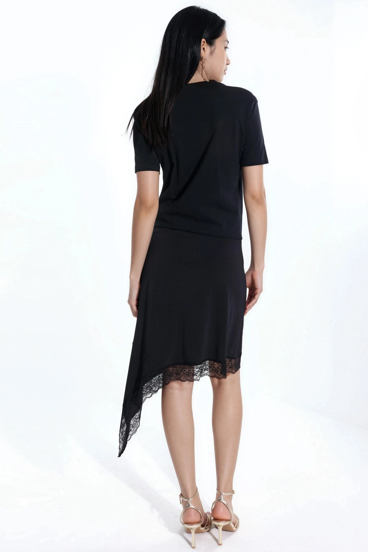 Asymmetric Lace-Trimmed Skirt 5