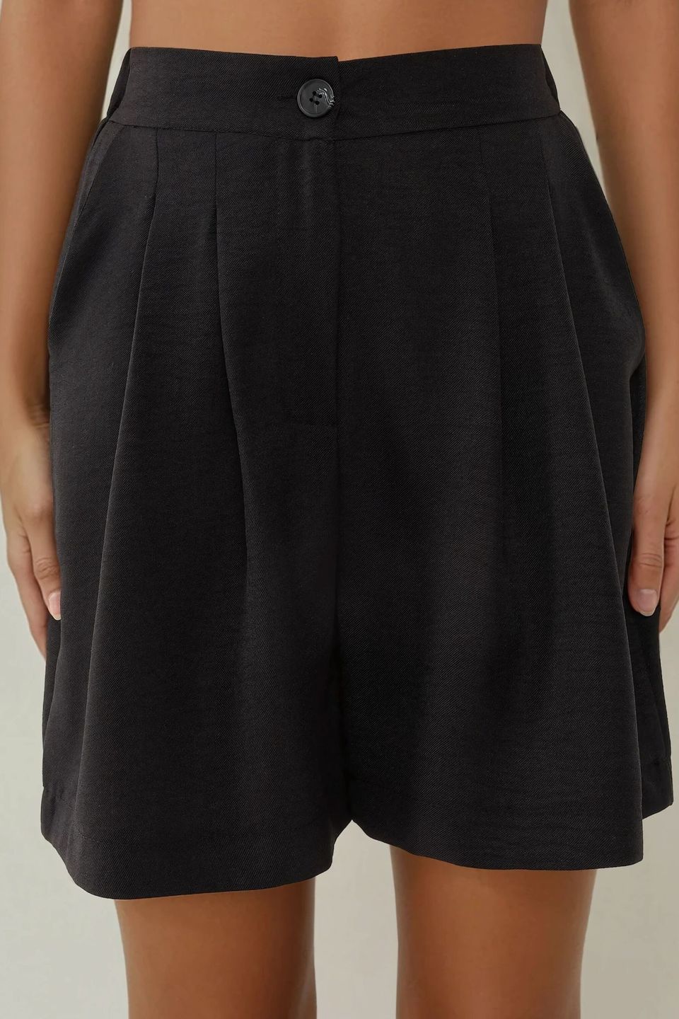 High Waist Pleated Lyocell Soft Touch Shorts