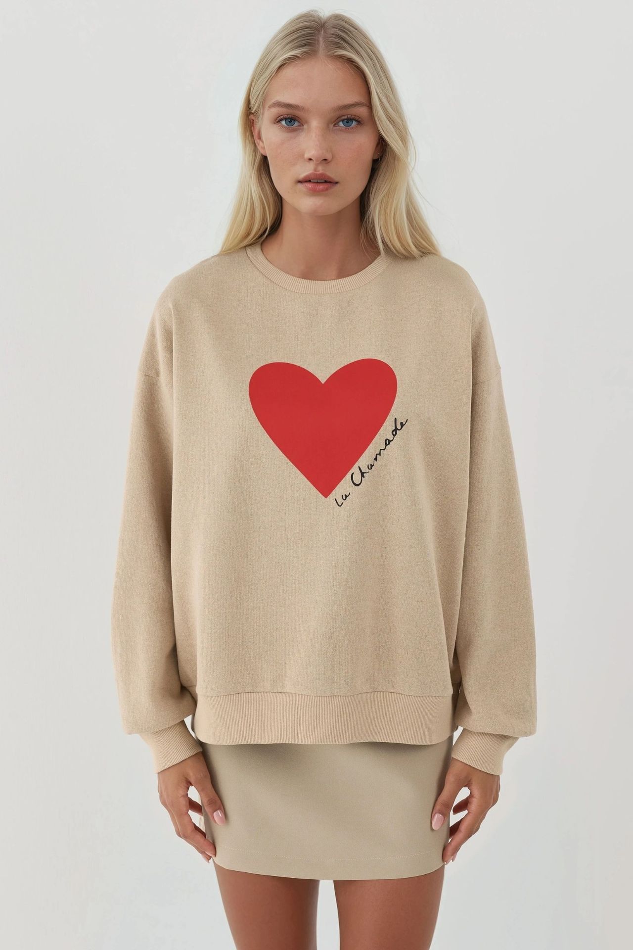 Printed Crew Neck Raised Sweatshirt 2