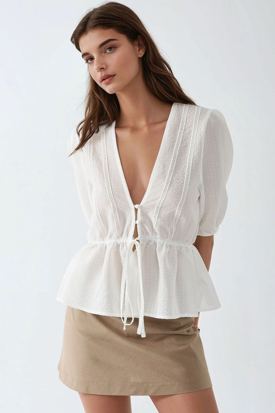 Textured V-Neck Blouse