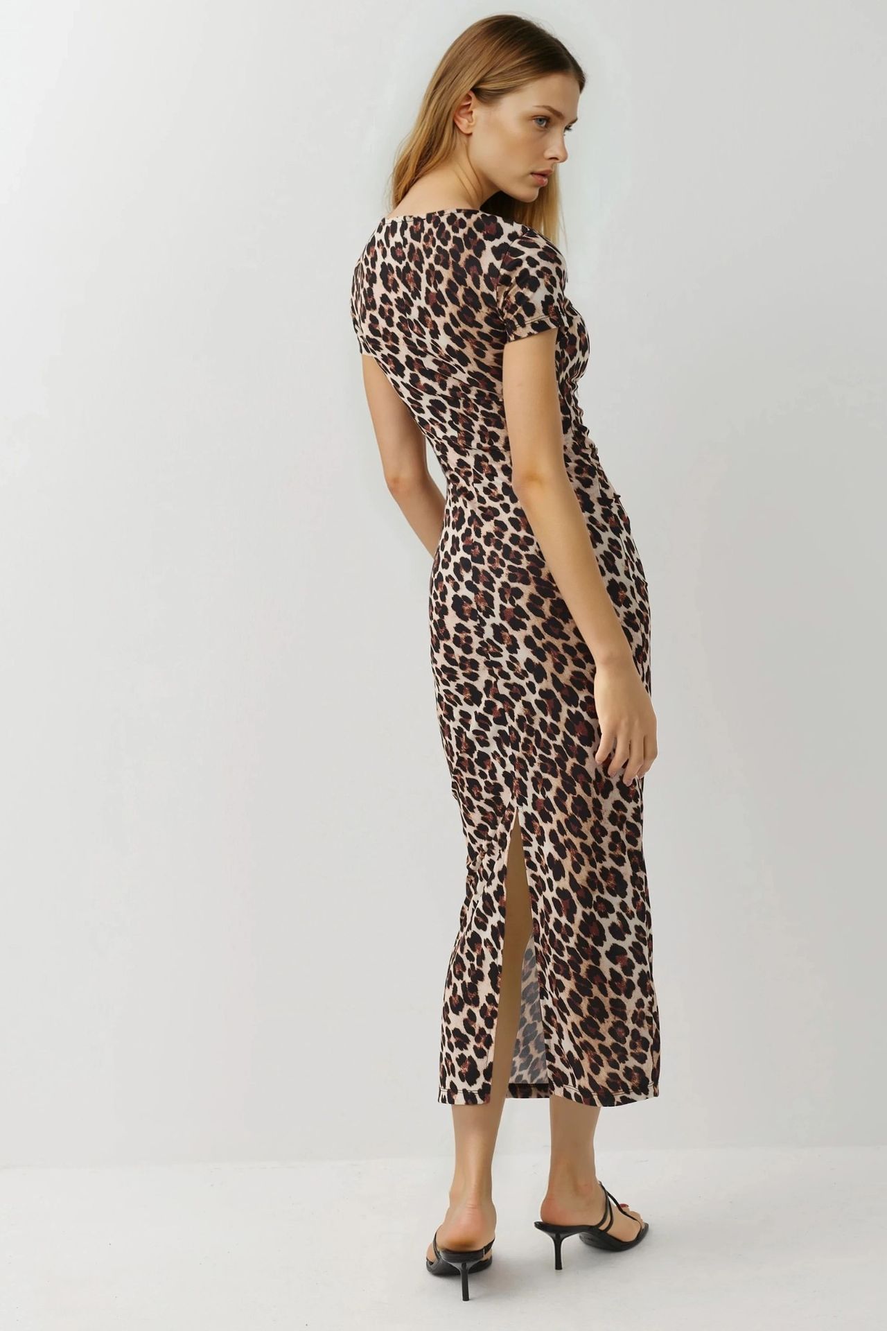 Leopard Print Fitted Maxi Dress 4