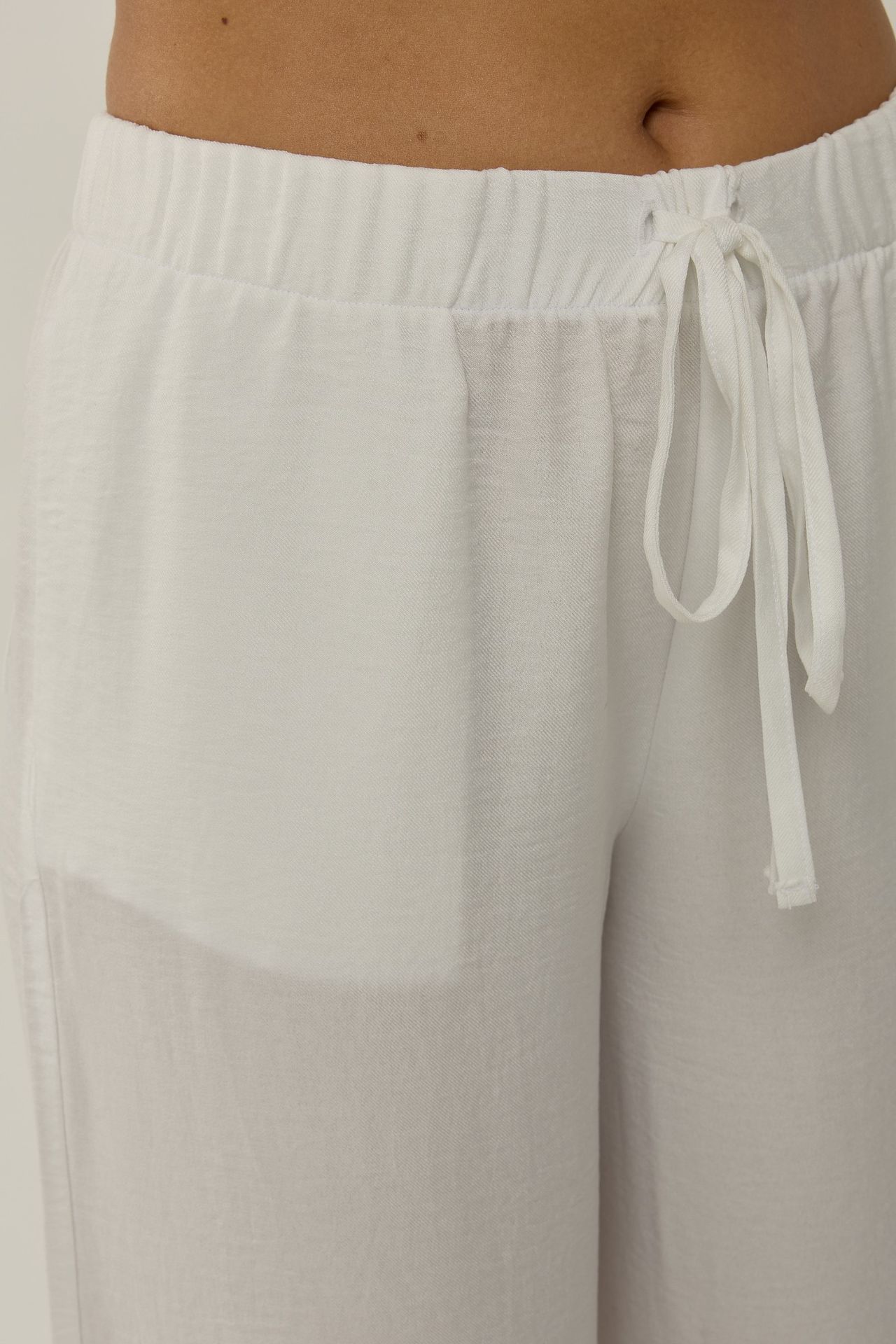 Textured Linen Feel Elastic Waist Pants