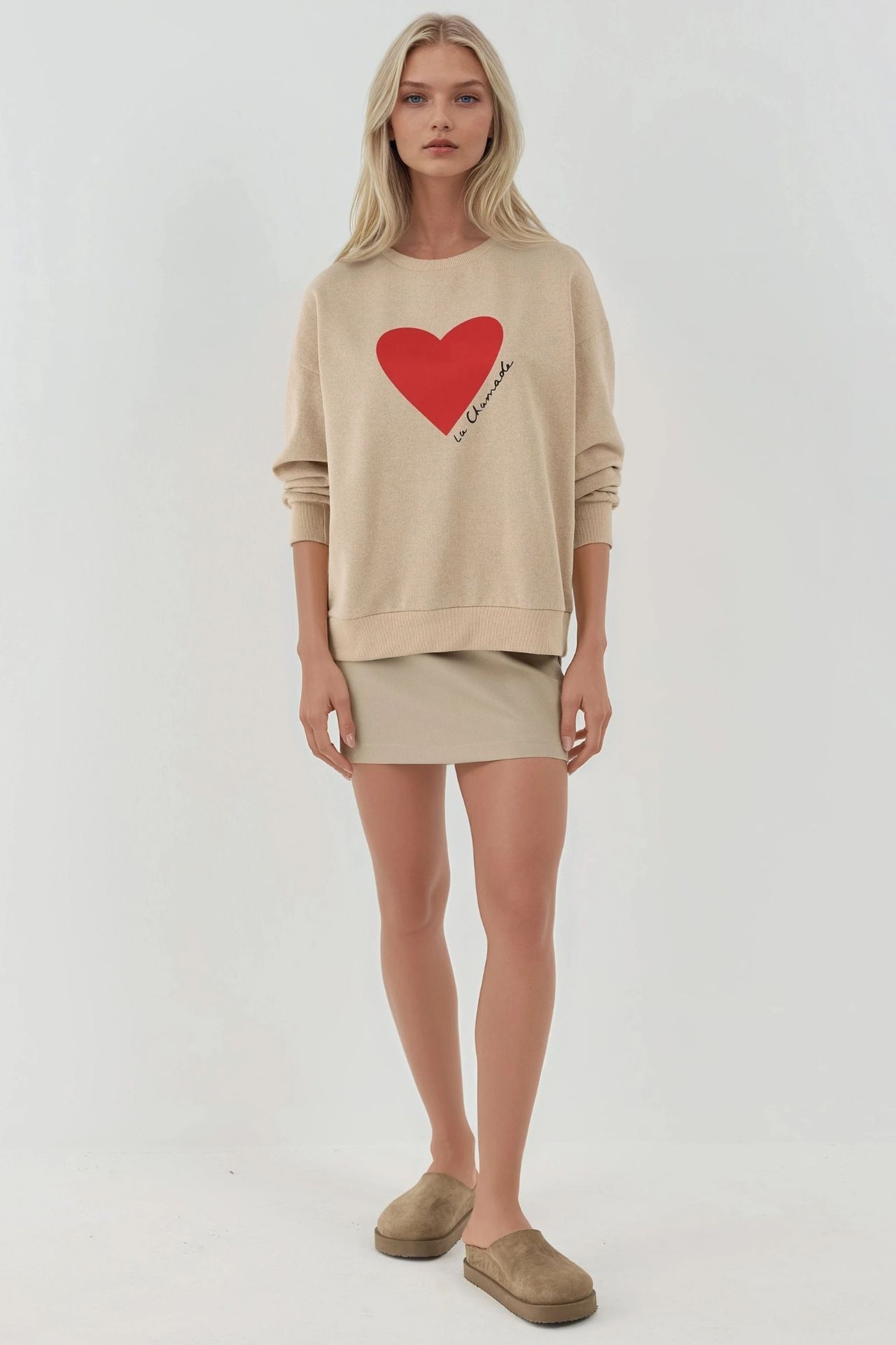 Printed Crew Neck Raised Sweatshirt 6