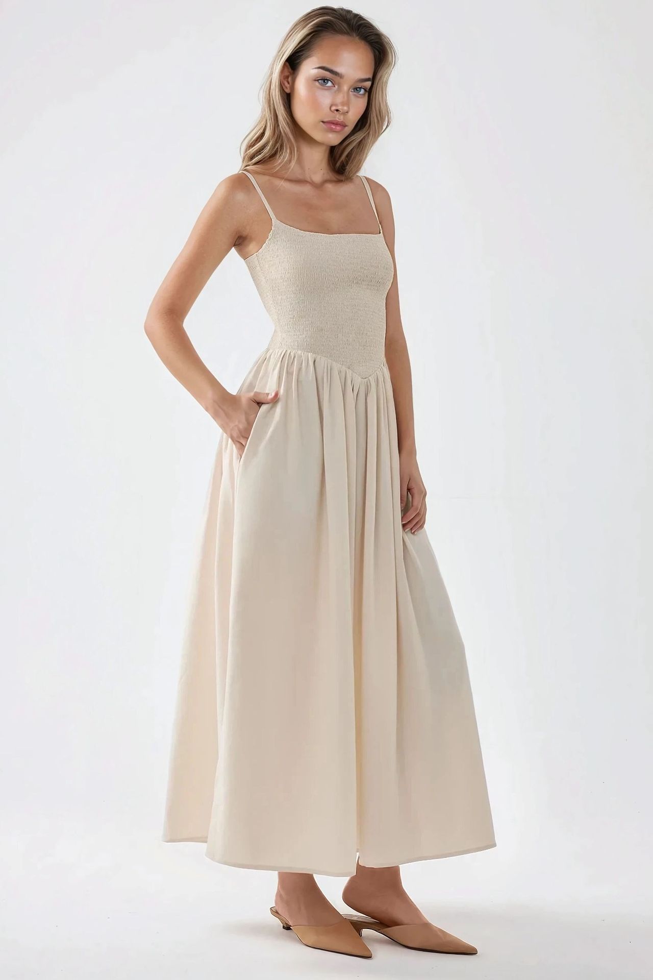 Square Collar A-Form Maxi Dress 5