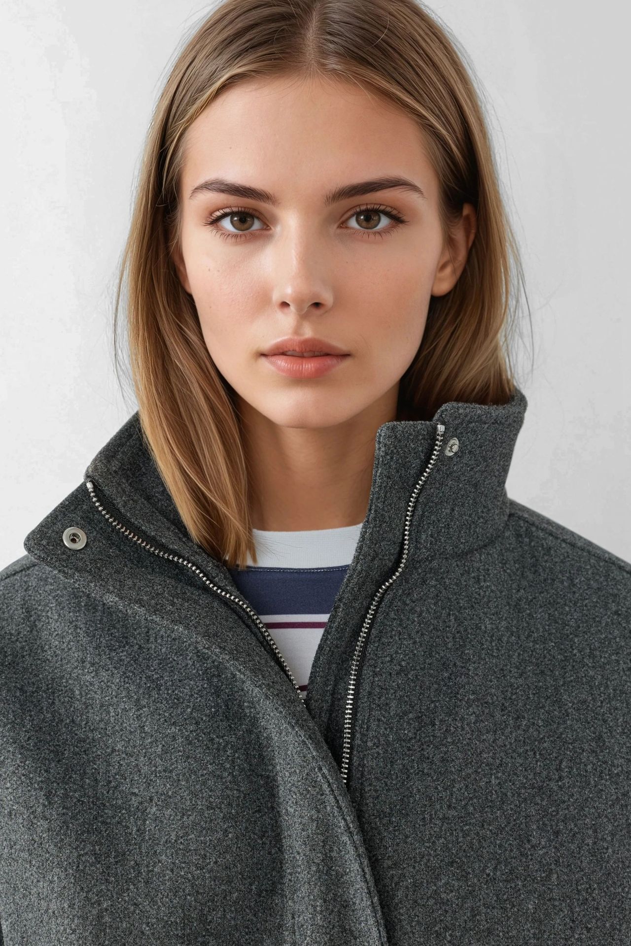 Oversized Turtleneck Textured Jacket 2