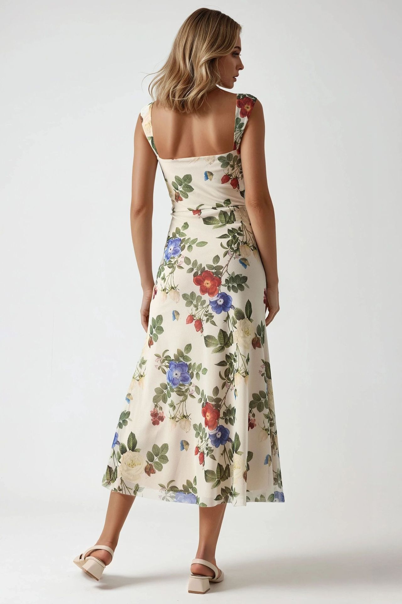 Patterned Maxi Dress with Heart Collar