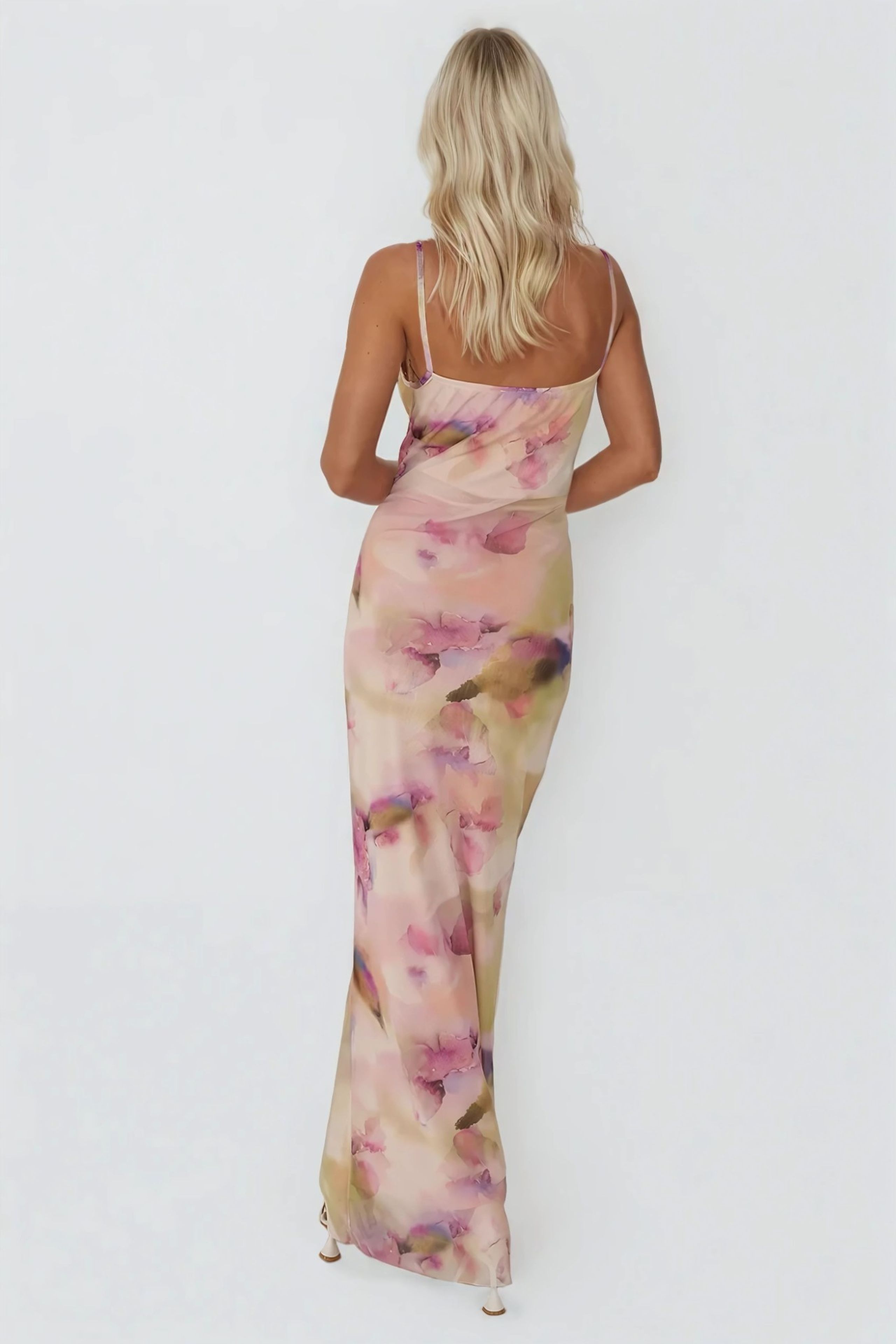 HiCCUP - Multicolor Printed Bodycon Maxi Tulle Dress Women