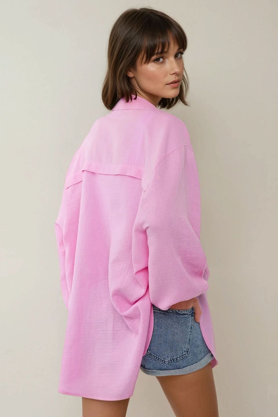 Oversized Textured Soft Linen Shirt