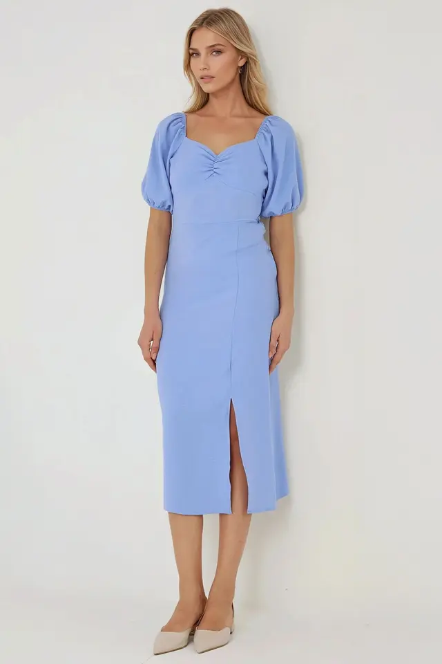 Fitted Maxi Dress with Heart Collar
