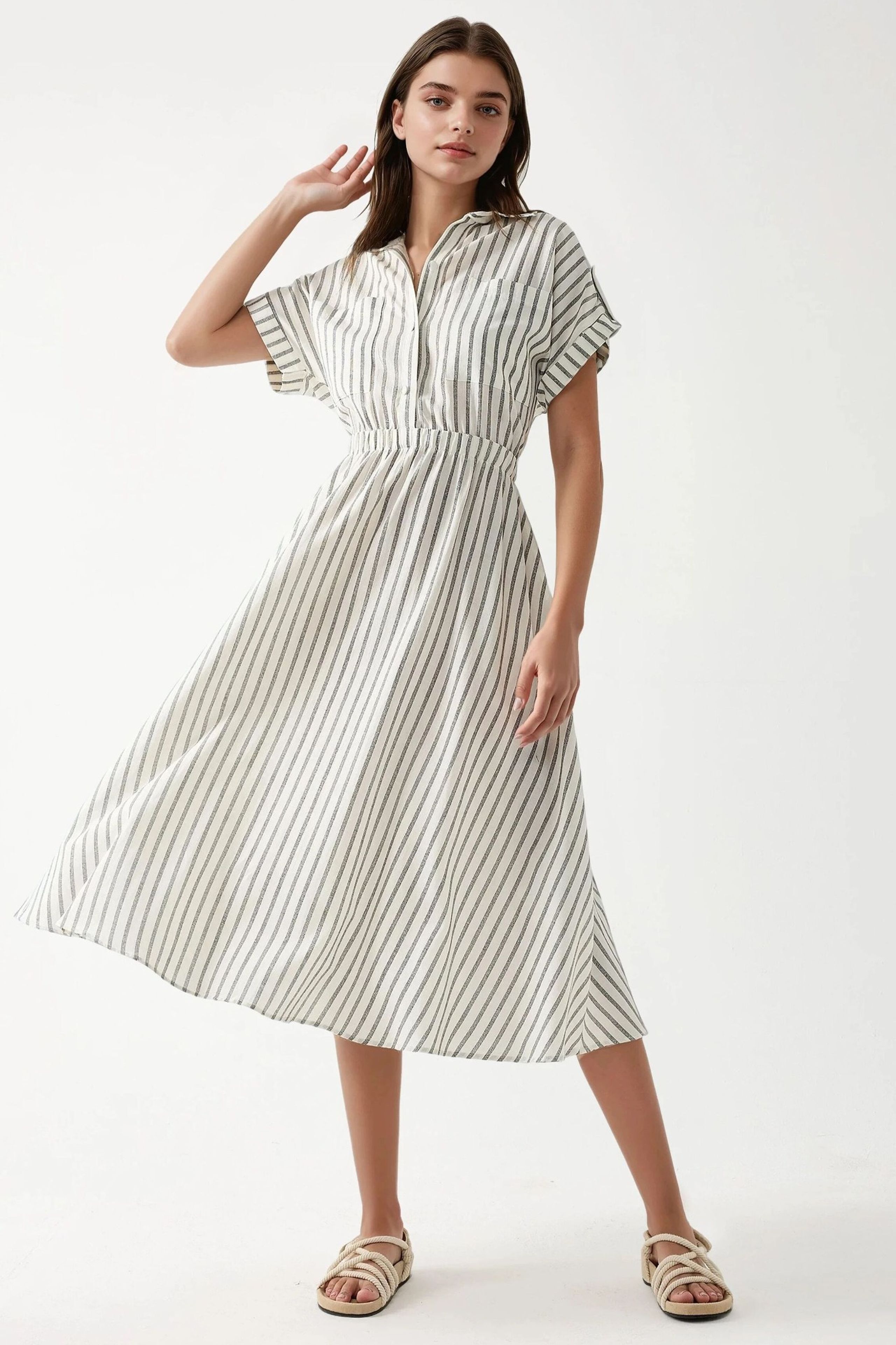 shirt collar midi dress THESSIA Shirt collar midi dress Black / 14-16
