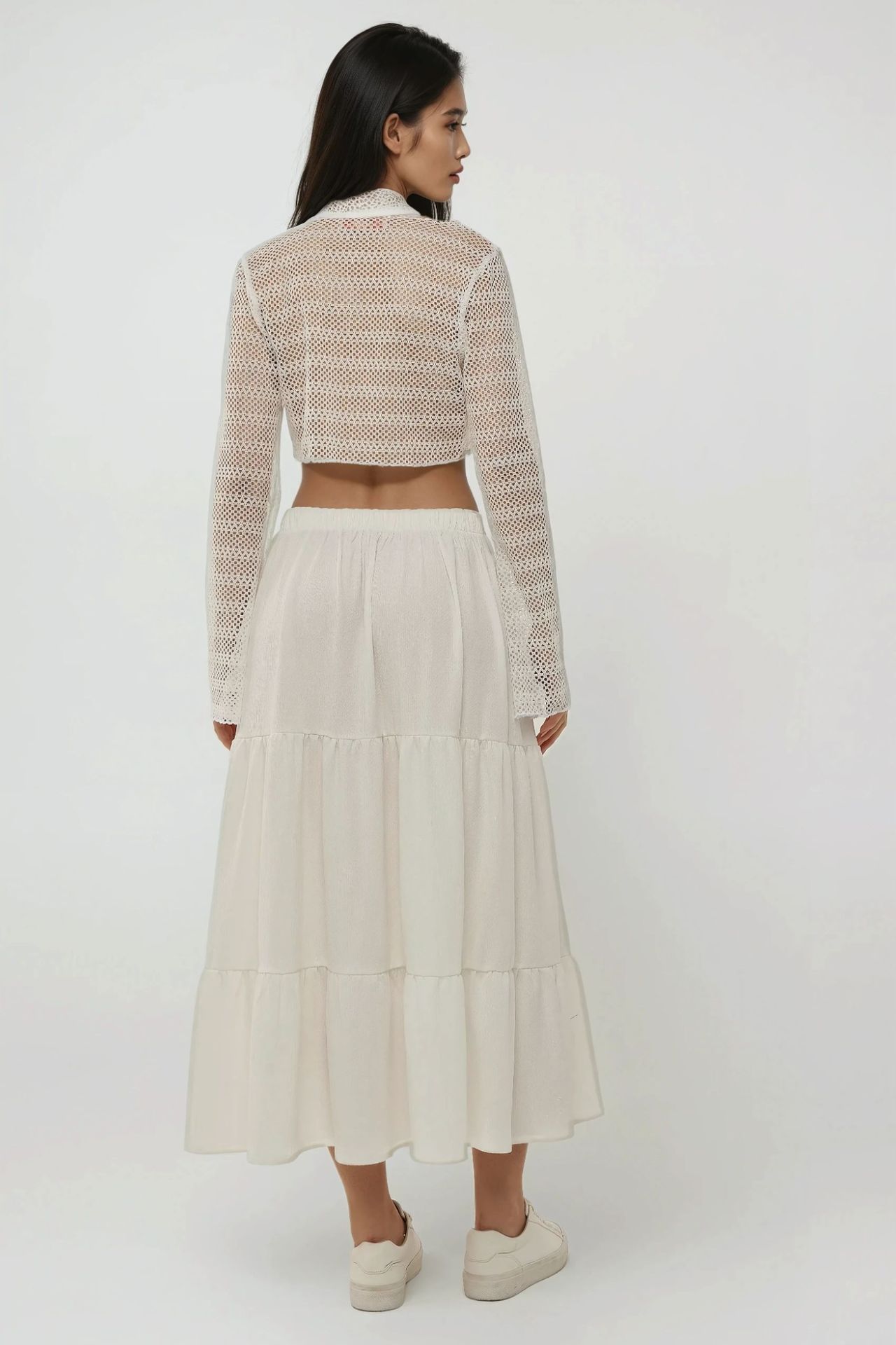 High Waist Textured Maxi Skirt