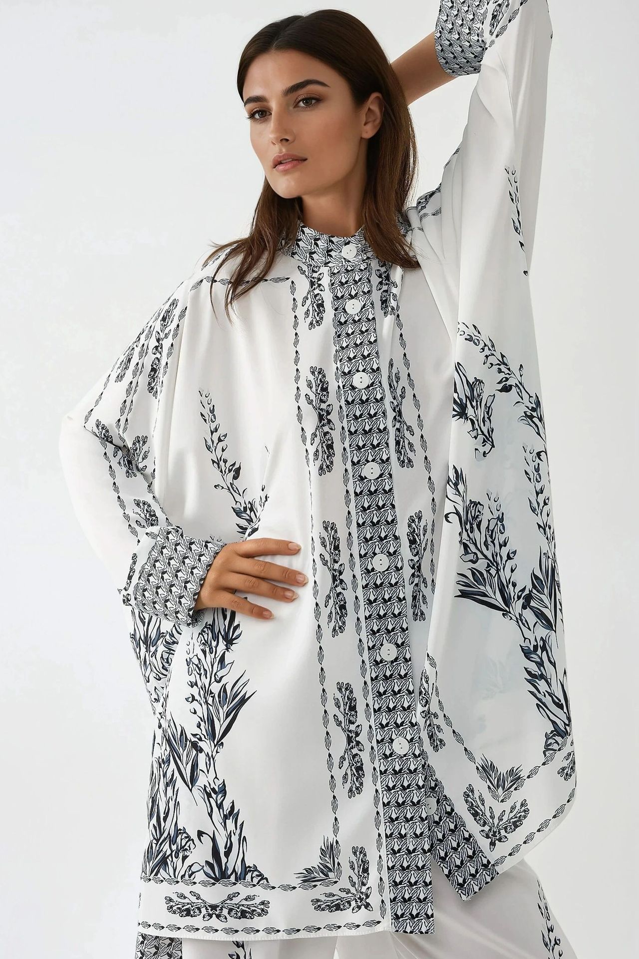 Printed Shrt & High Waist Wide Leg Two-Piece Set