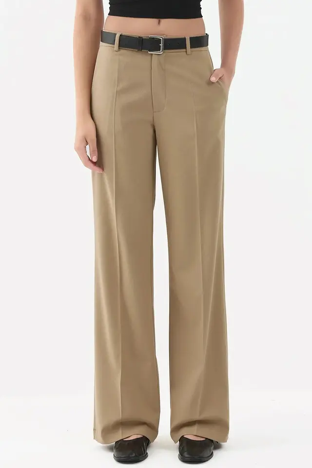 Viscose Blend Straight Leg Pants