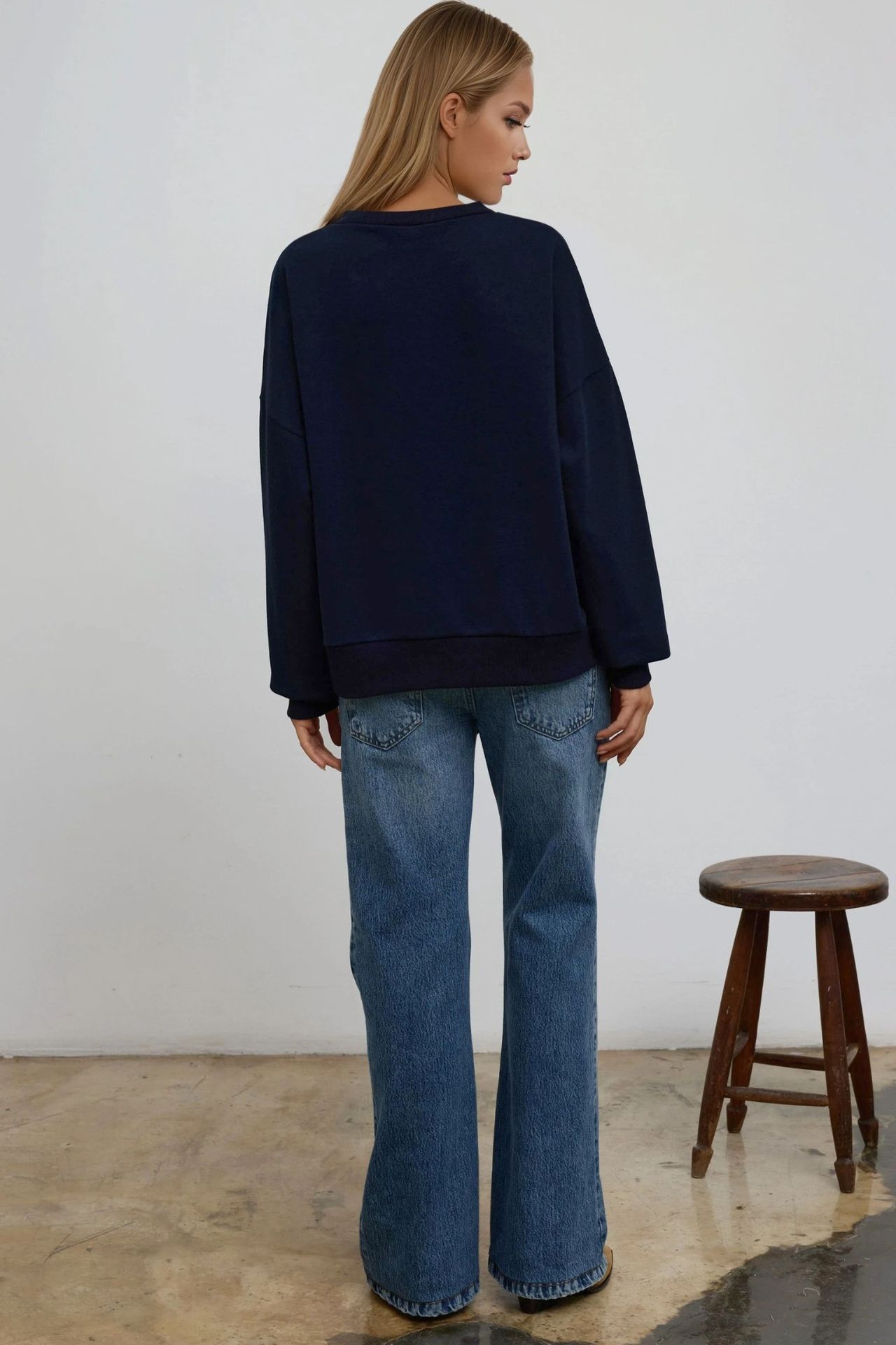 Oversized Crew Neck Basic Sweatshirt